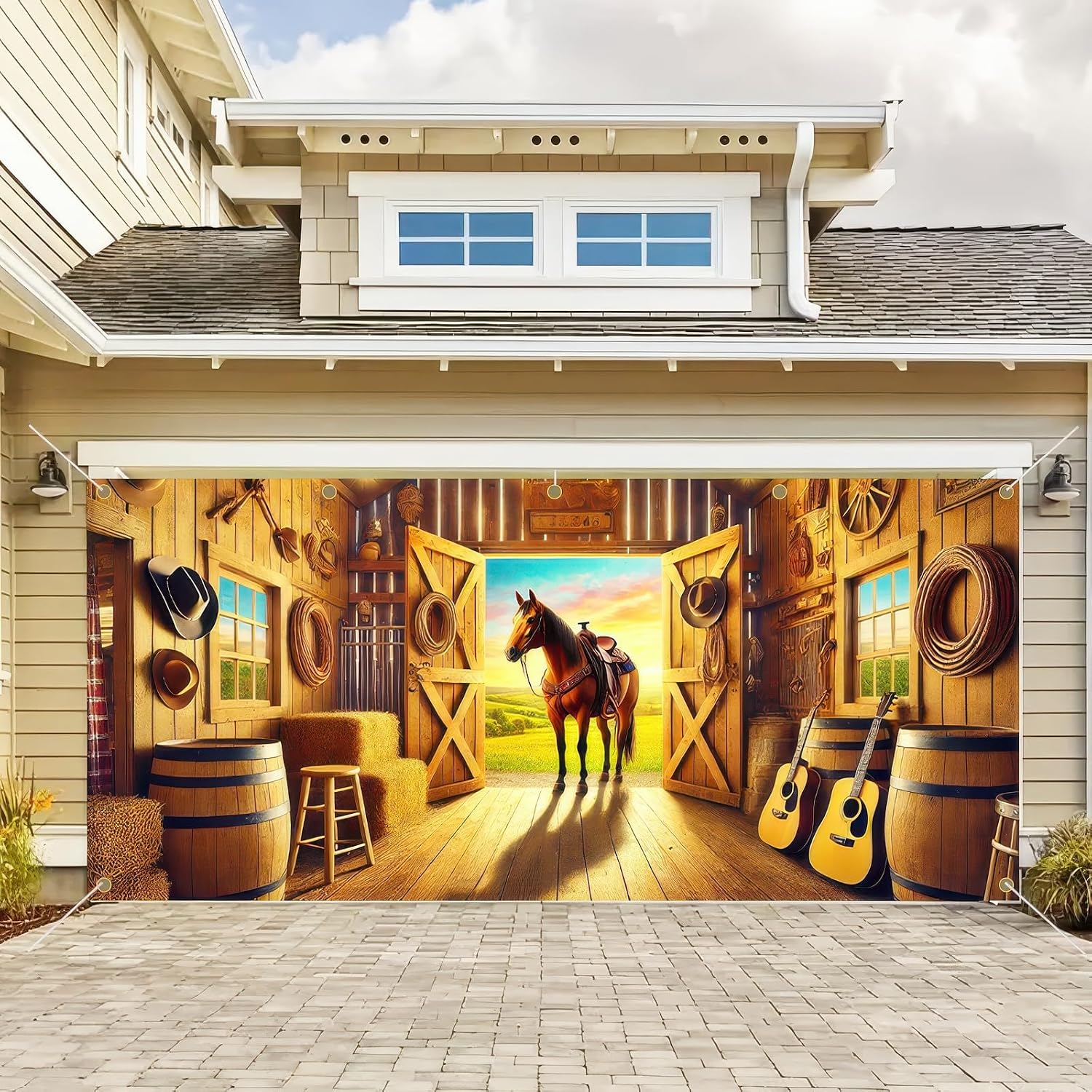 BlissYard Western Horse Barn Door Covers