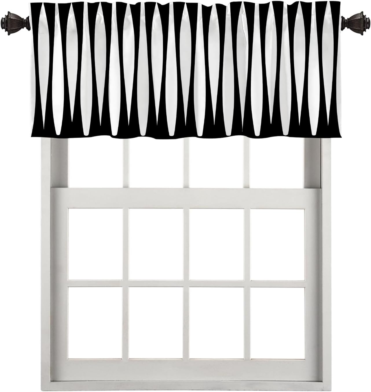 BaoNews Black Stripe Kitchen Valances