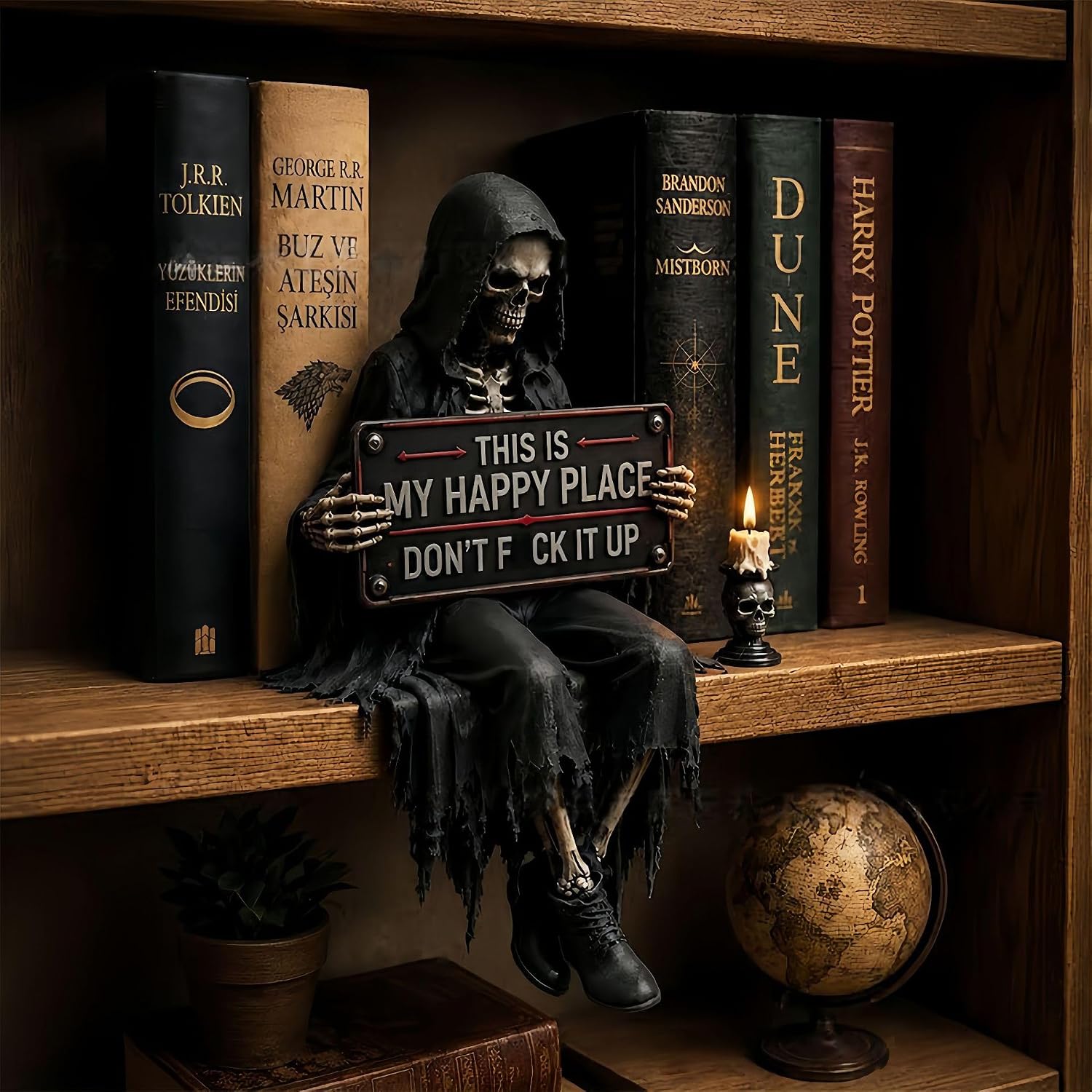 Gothic Bookshelf Decor Figurines