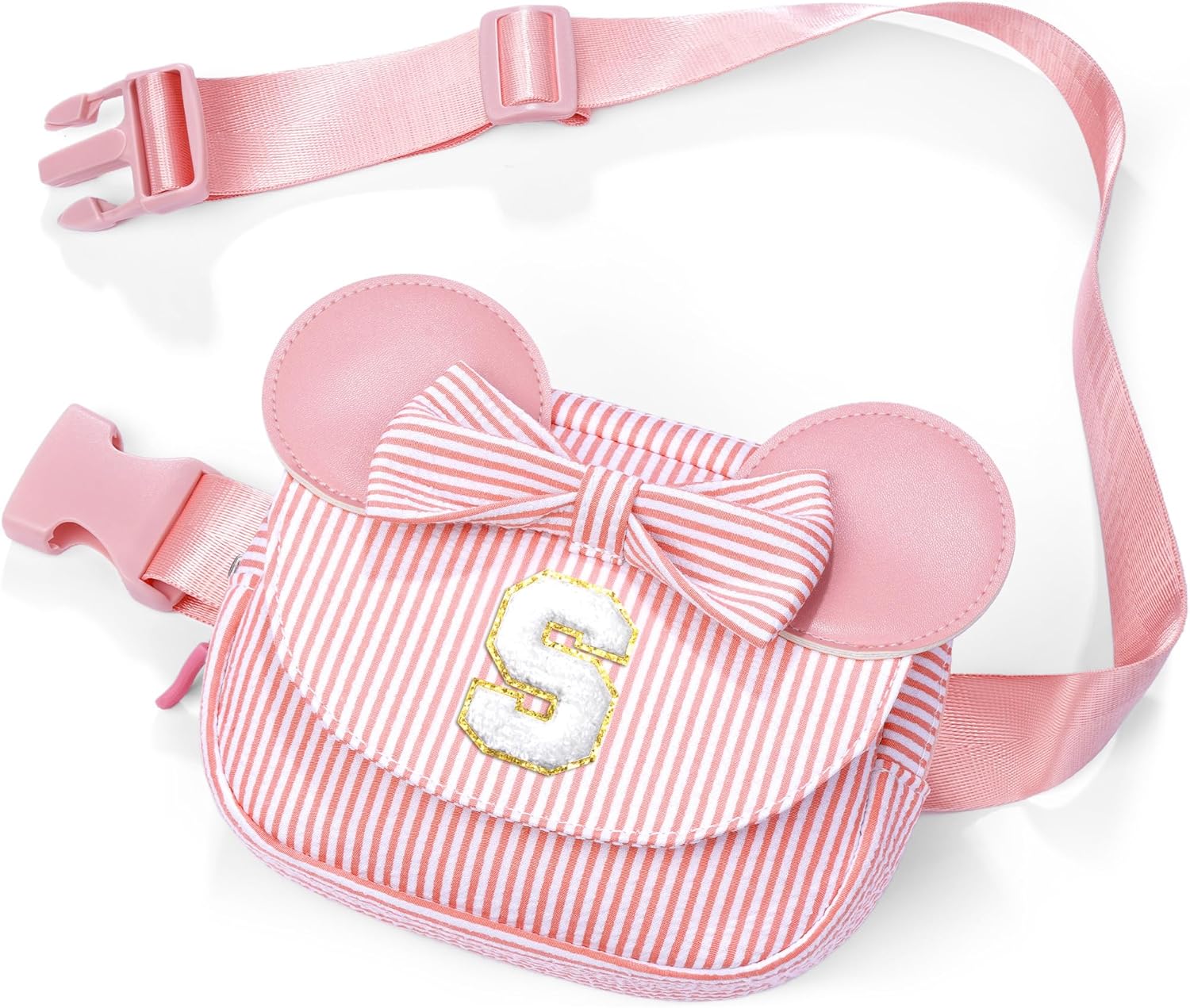 Birthday Gifts for Kids Girls - Birthday Gifts for 4 5 6 7 8 Year Old Girls, Initial Crossbody Bag Letter Belt Bag Fanny Pack Sling Bags Purse for Girl Kids Bean Pink S