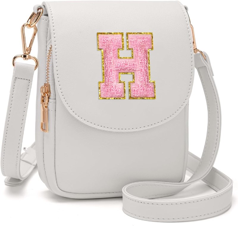 Crossbody Purse for Teen Girls Small Initial Cell Phone Toddler Purse Leather Triple Compartment Crossbody Bags