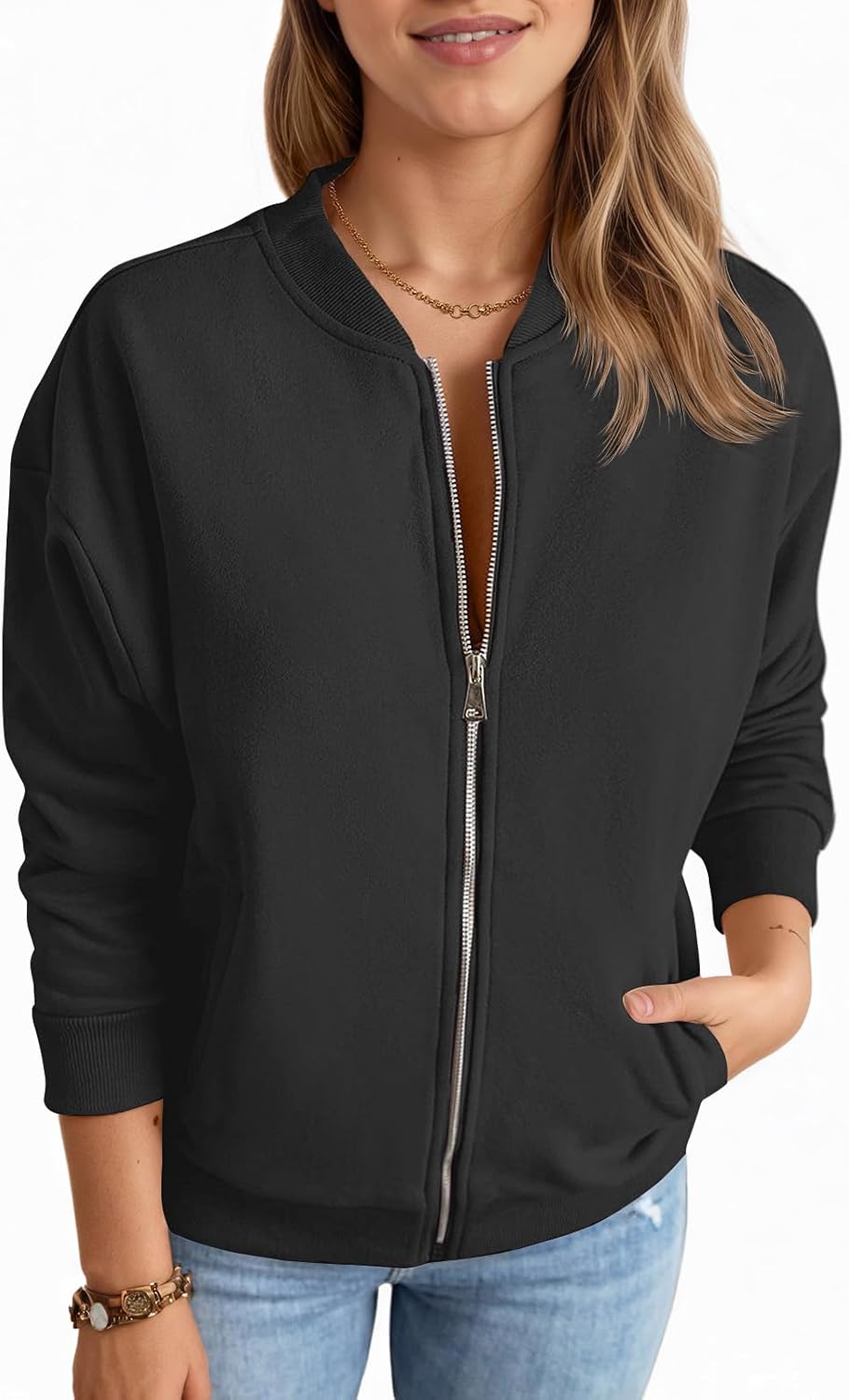 Fisoew Women's Zip-Up Sweatshirt Jackets