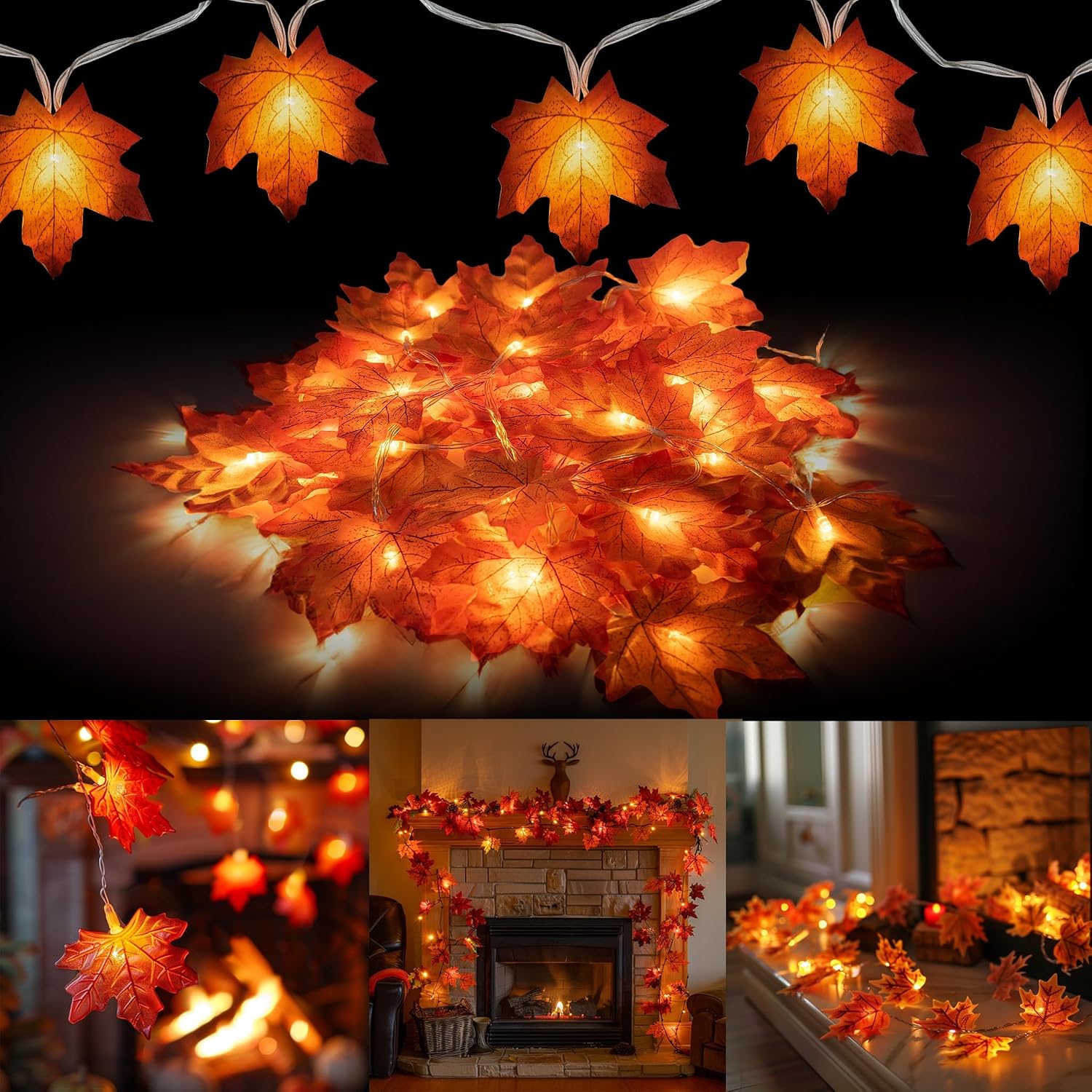 Dazzle Bright Maple Leaf String Lights