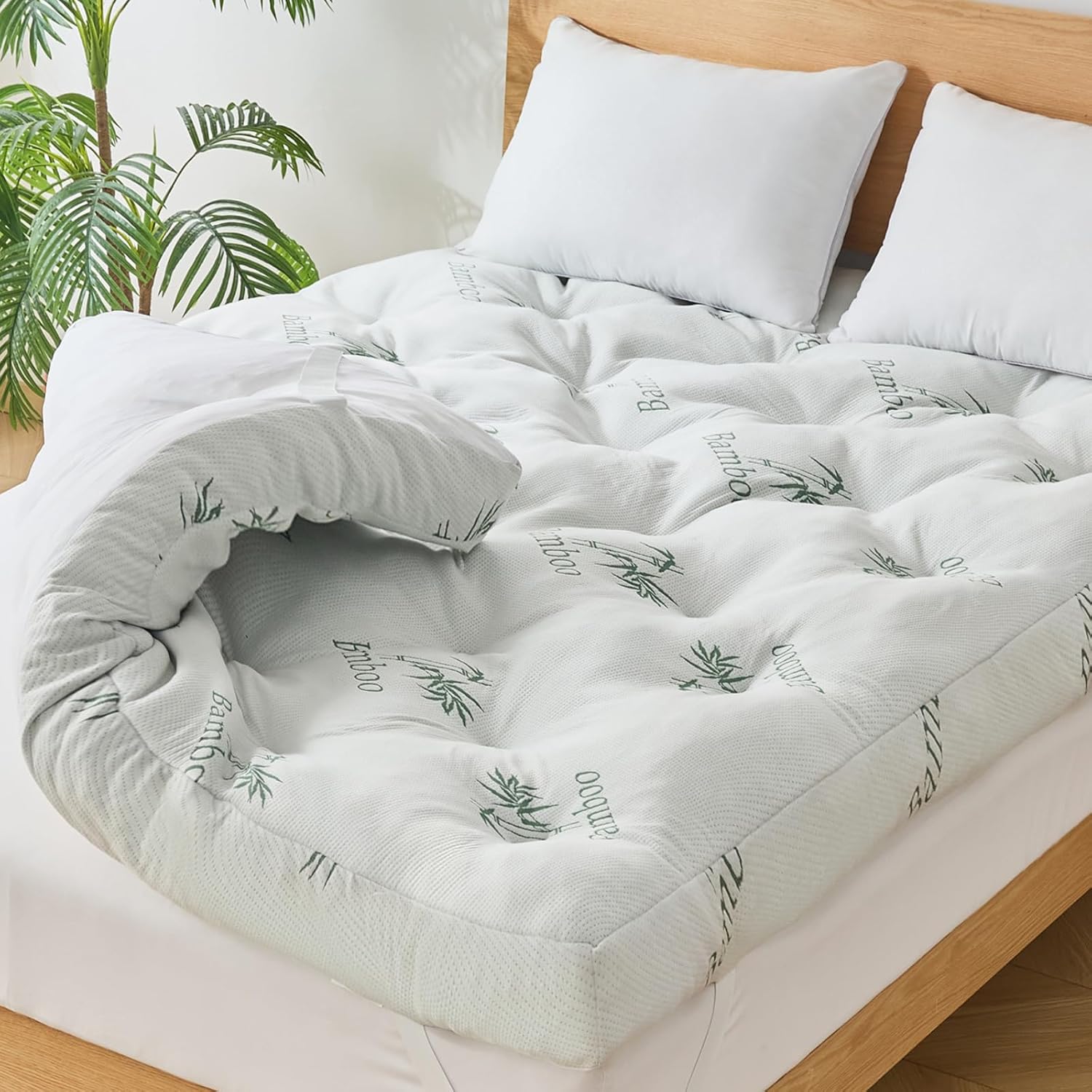 WhatsBedding Bamboo Memory Foam Mattress Toppers