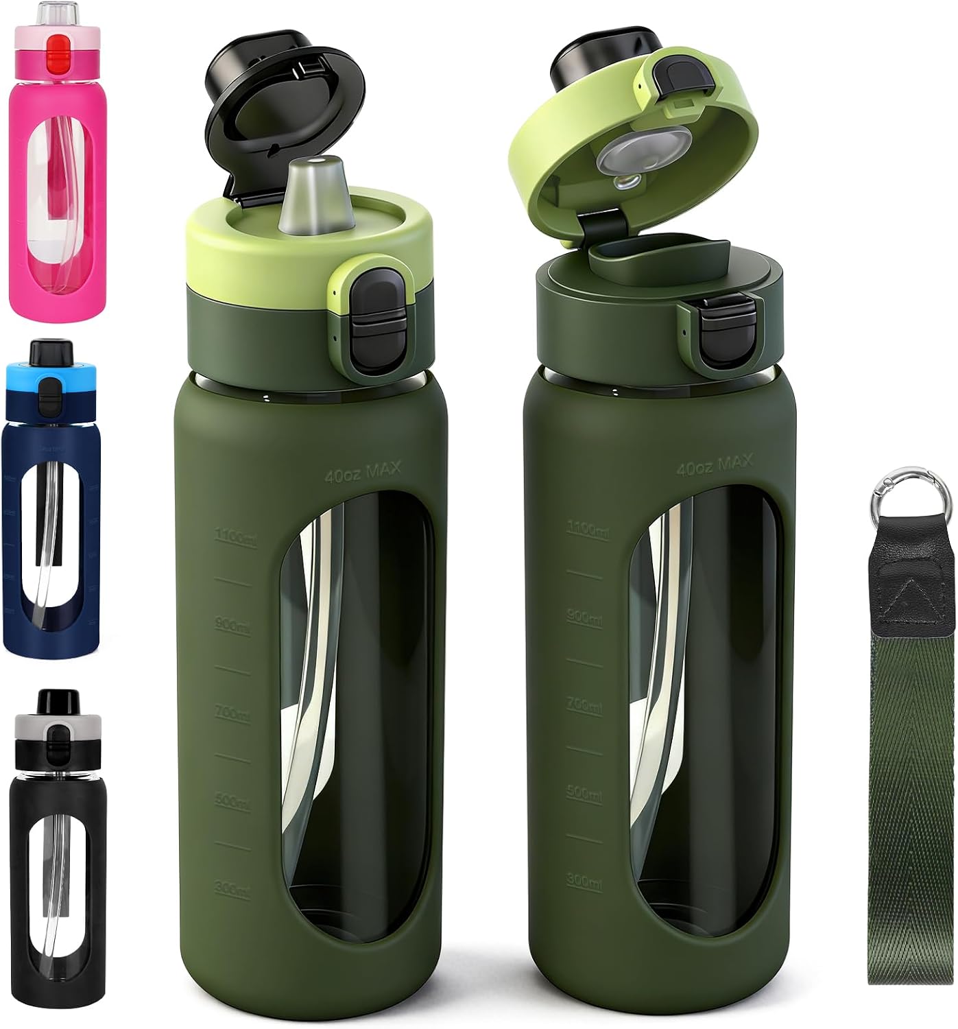 ANOTION 40oz Glass Water Bottles