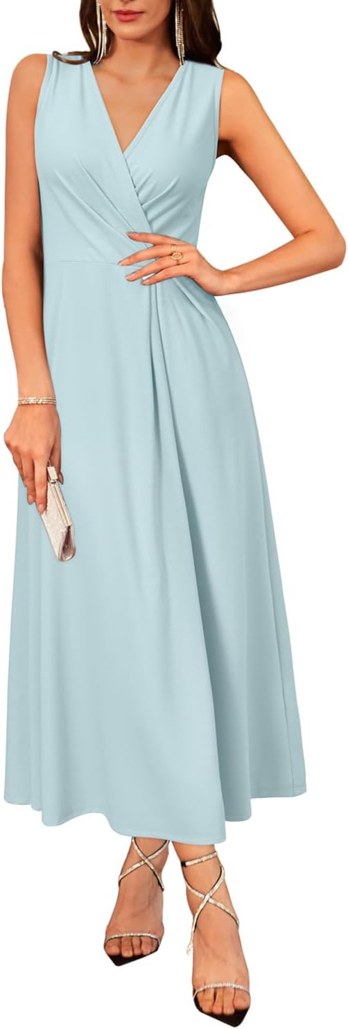 Newshows Women's Cocktail V Neck Sleeveless Maxi Elegant Formal Dress 2026