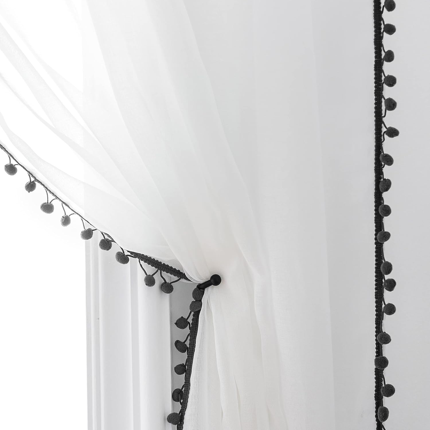 MISS SELECTEX Pom Pom Sheer Curtains