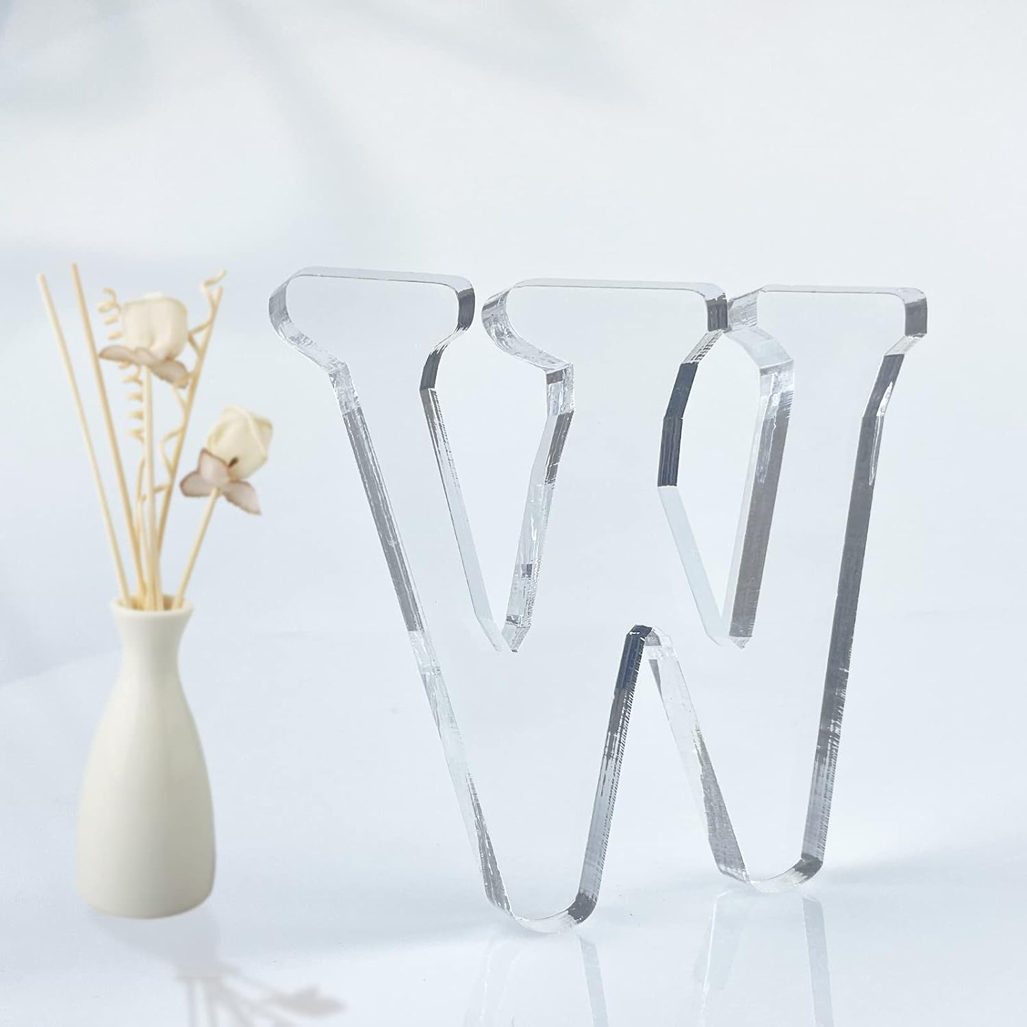 4 Inch Designable Acrylic Letters Unfinished Acrylic Letters for Wall Decor Decorative Standing Letter Slices Sign Board Decoration for Craft Home Party Projects (W)