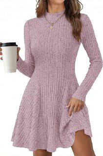 Women Sweater Dress Mock Neck Long Sleeve