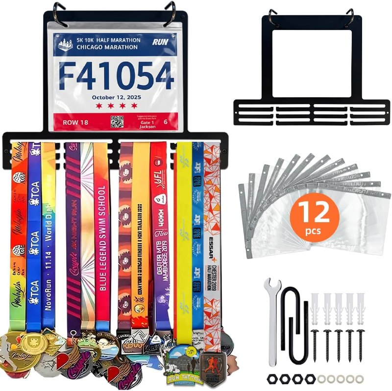 Tegik Race Bib and Medal Displays