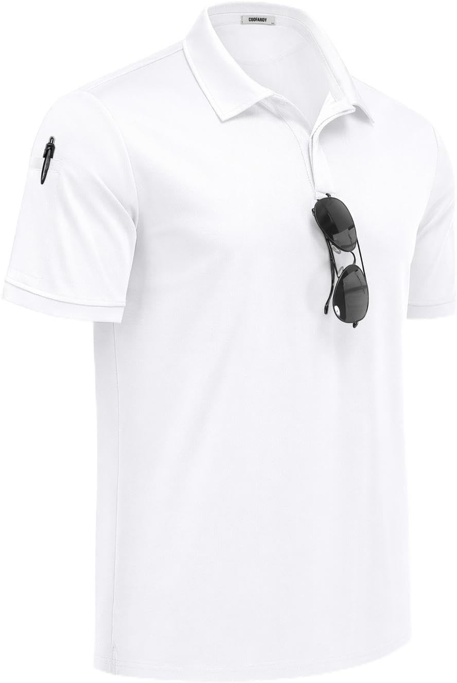 COOFANDY Mens Polo Shirt Short Sleeve Quick Dry Tactical Shirts Golf Polos Collared Work Shirts for Men with Pocket