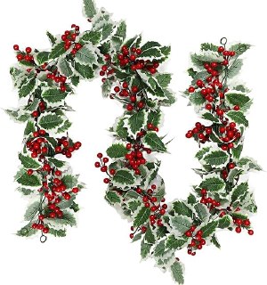 PR!CE DROP ( ) MAKHOT 6Ft Eucalyptus Garland, Green Leaves Wreath Vines Garlands Decorations, Artificial Red Berry Garland for Fireplace Gate Mantle Table Home Party Decor(1PCS)