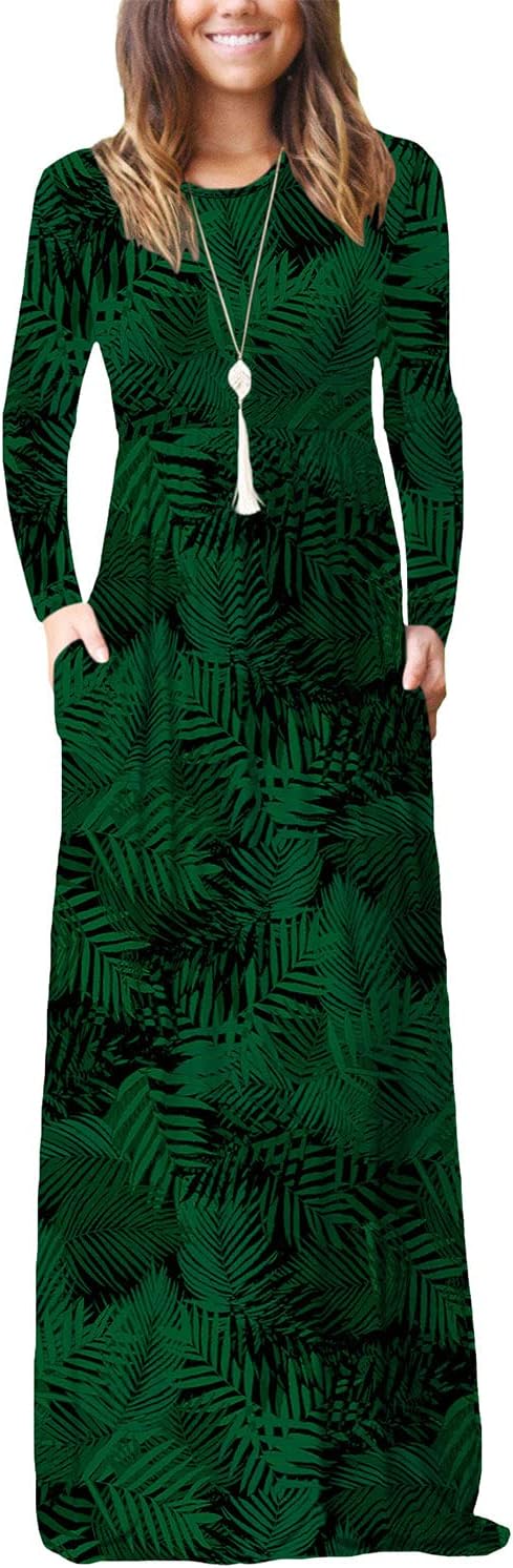 EUOVMY Long Sleeve Maxi Dresses