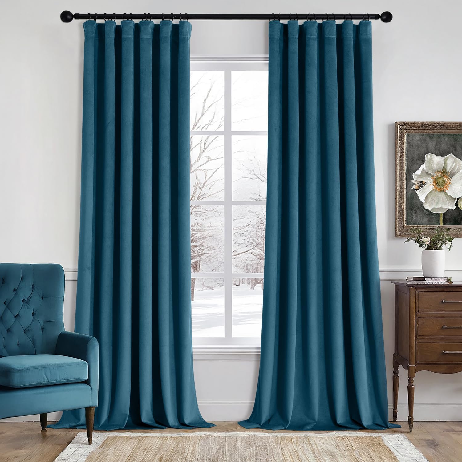 MiuLee Curtains Peacock Blue