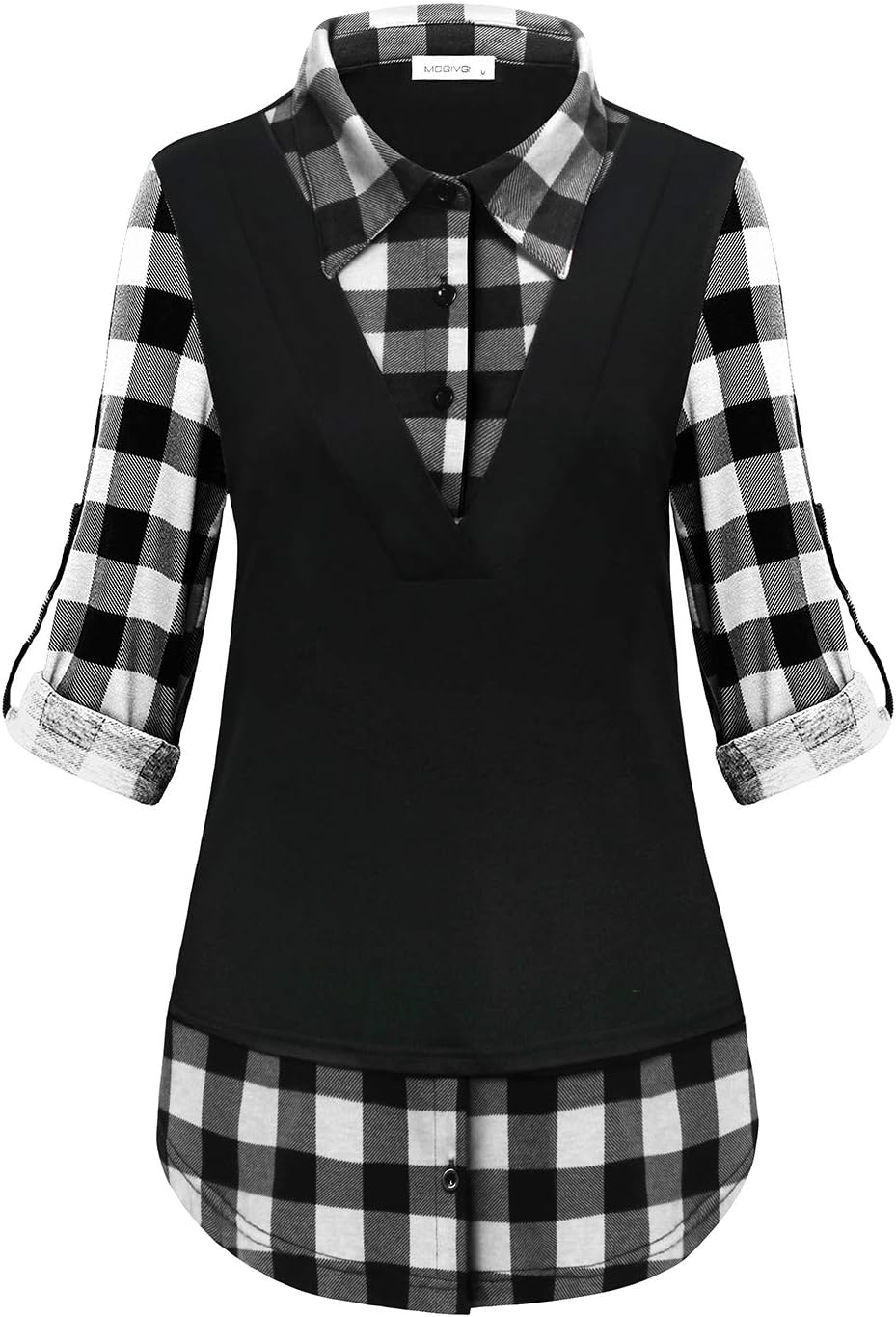 MOQIVG Plaid Button Down Blouses