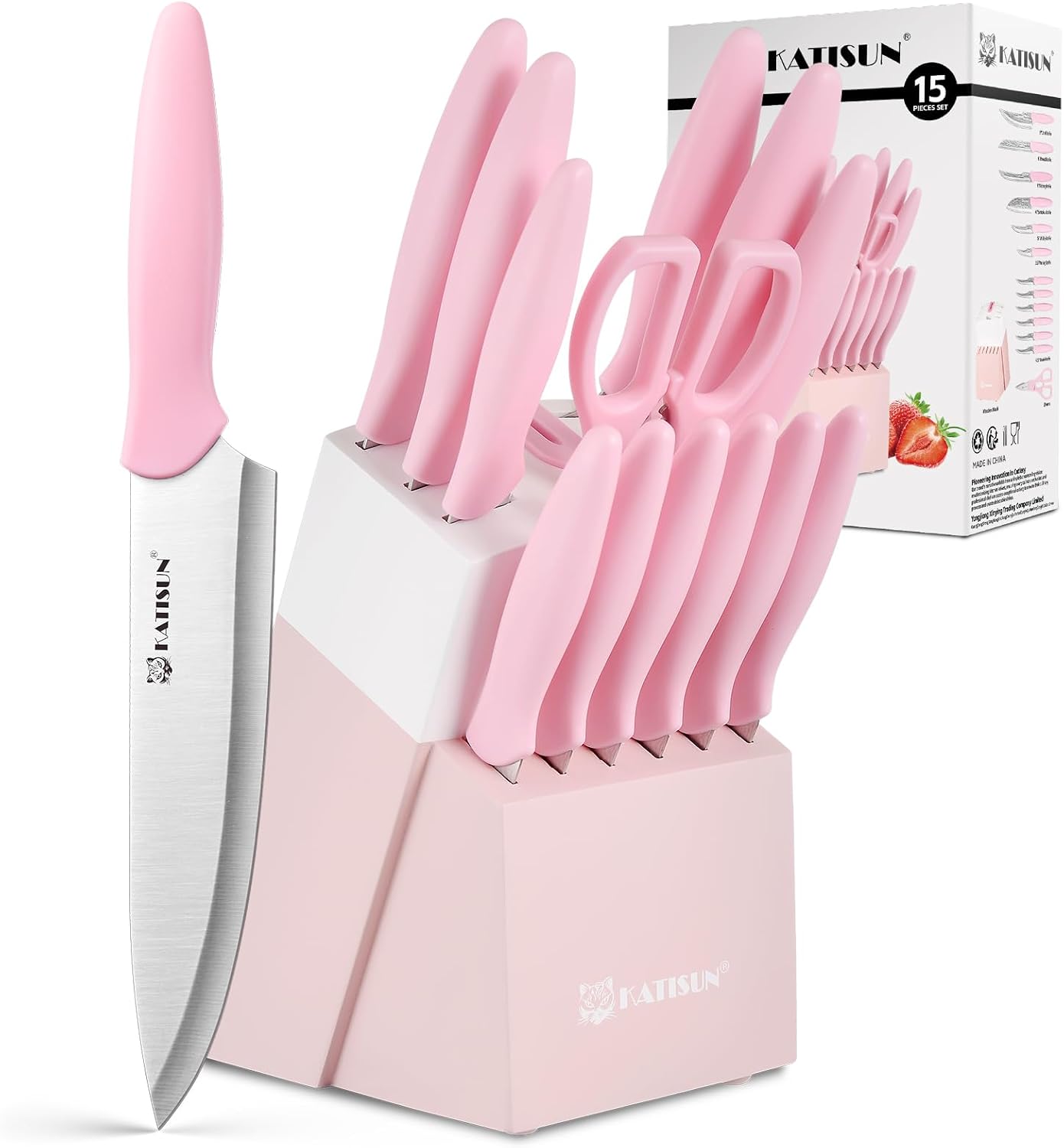 KATISUN 15-Piece Kitchen Knife Sets