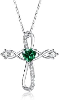 AulanRose Cross Necklaces with Birthstone
