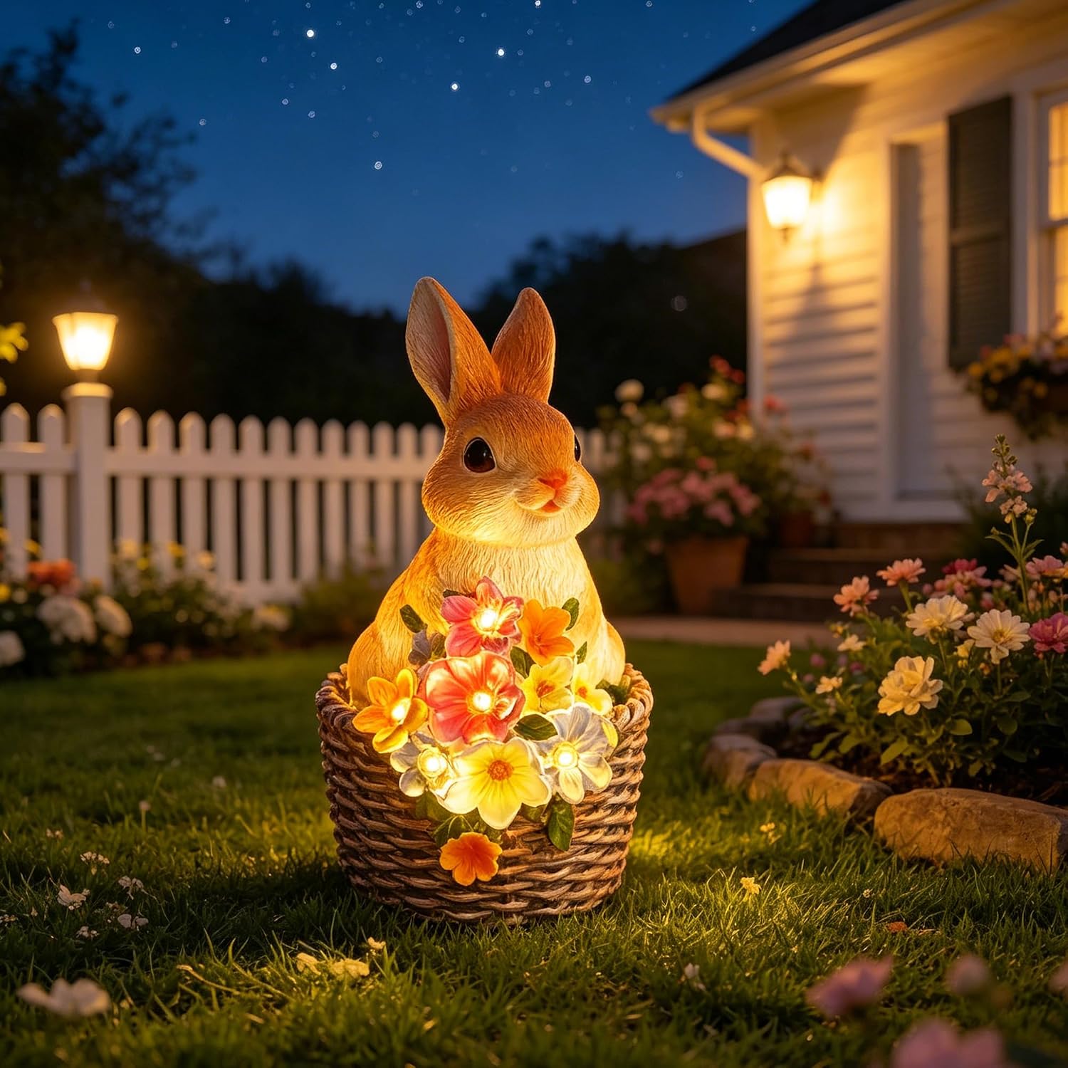 Srkmxzr Solar Bunny Garden Statues