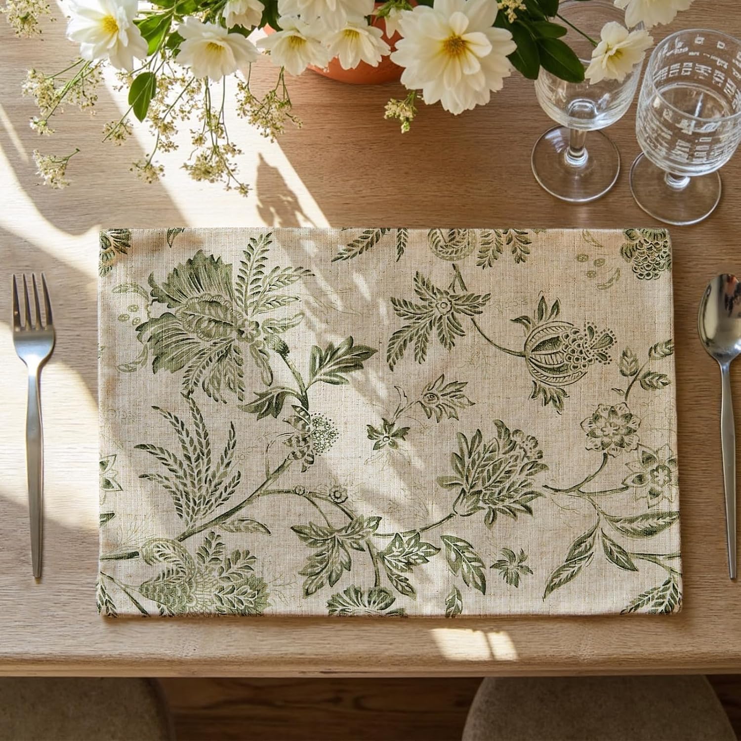 JINCHAN Floral Linen Placemats