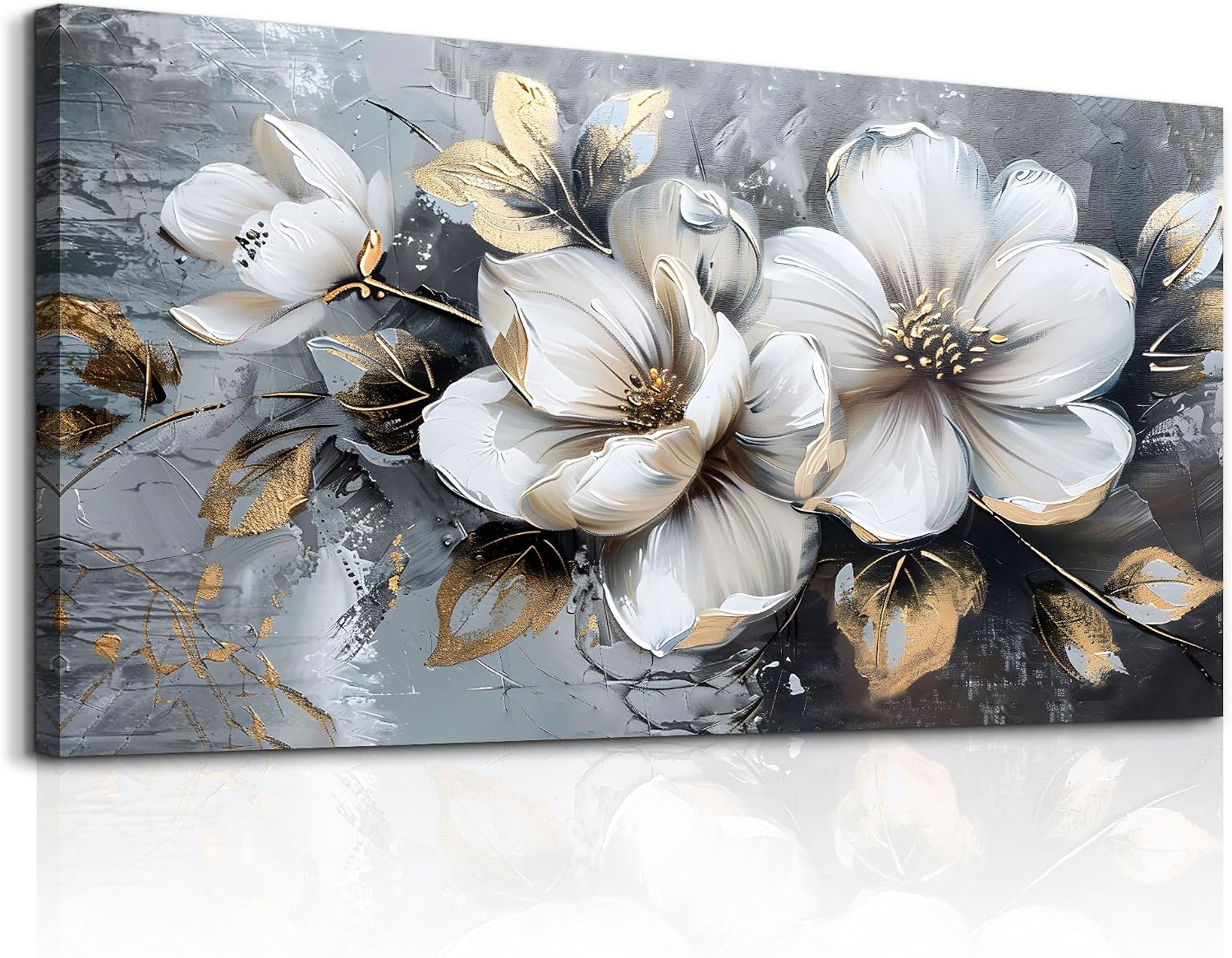 KELIYUAN Canvas Wall Decor For Bedroom Wall Art For Living Room Office Decorations White Flowers Wall Paintings Abstract Pictures Modern Artwork Posters kitchen Home Decor Aesthetic 20"x40"
