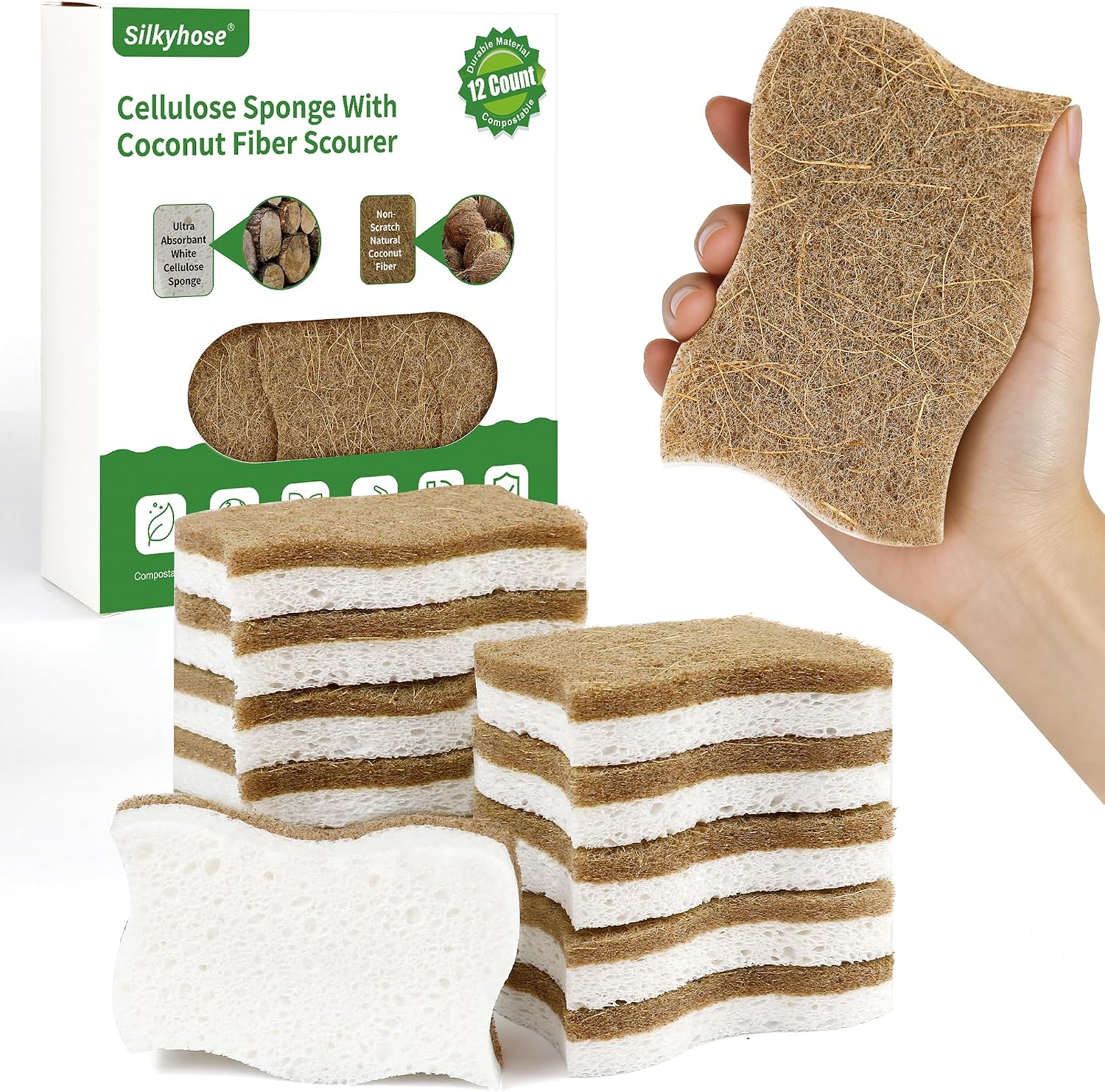 Silkyhose Wave-Edge Coconut Sponges