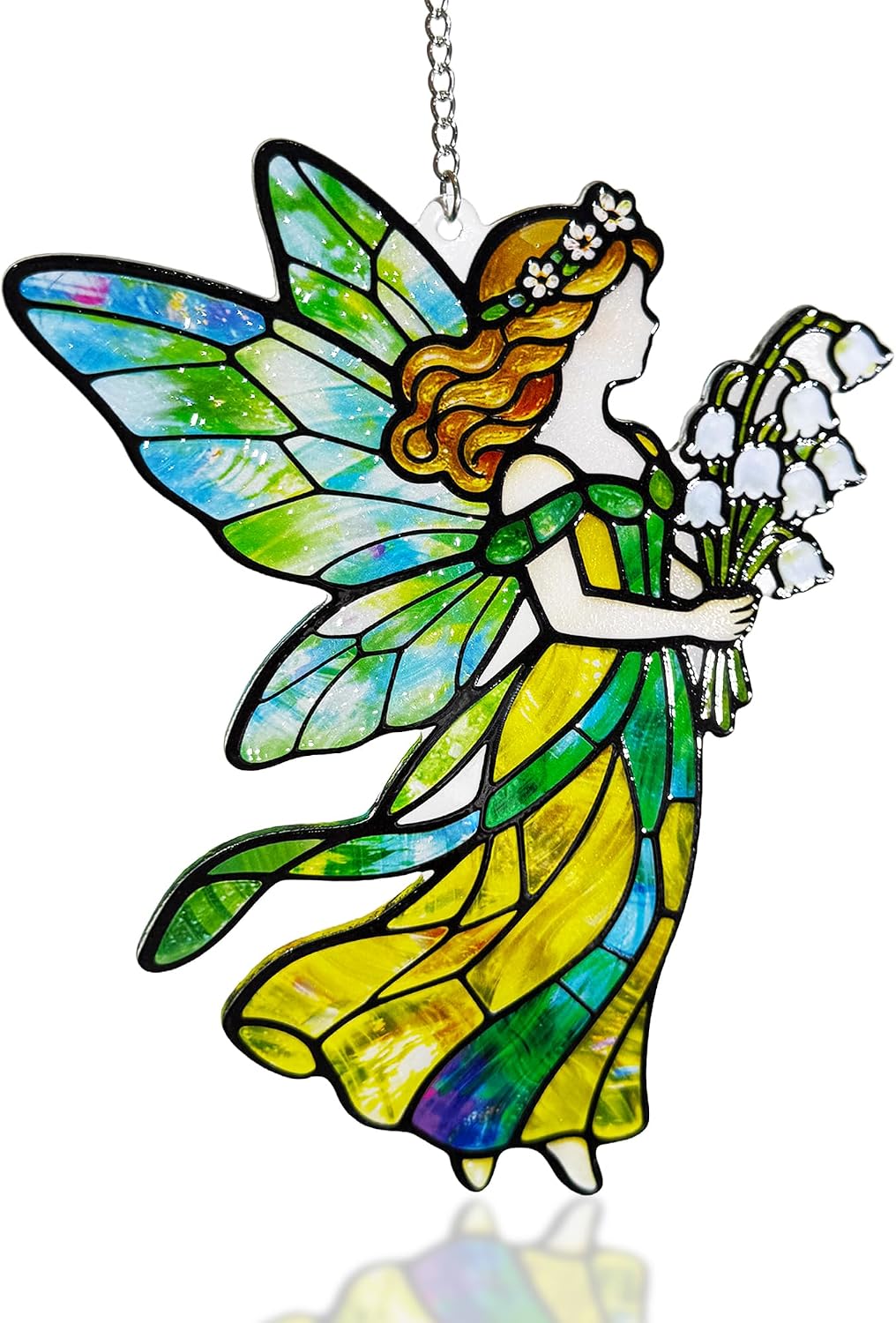 Fairy Suncatchers for Windows Hanging, Fairy Stained Glass Suncatcher Hanging, Suncatcher for Office/Door/Women