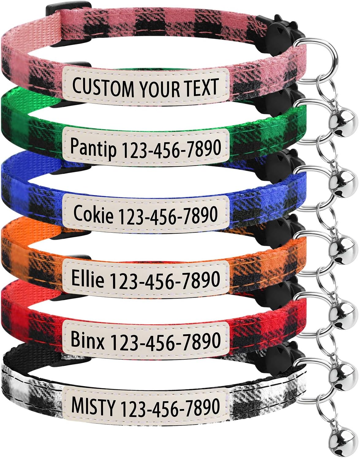 Personalized Plaid Cat Collars