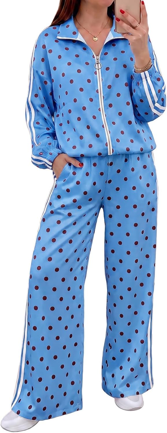 Fisoew Polka Dot Sweatsuit Sets