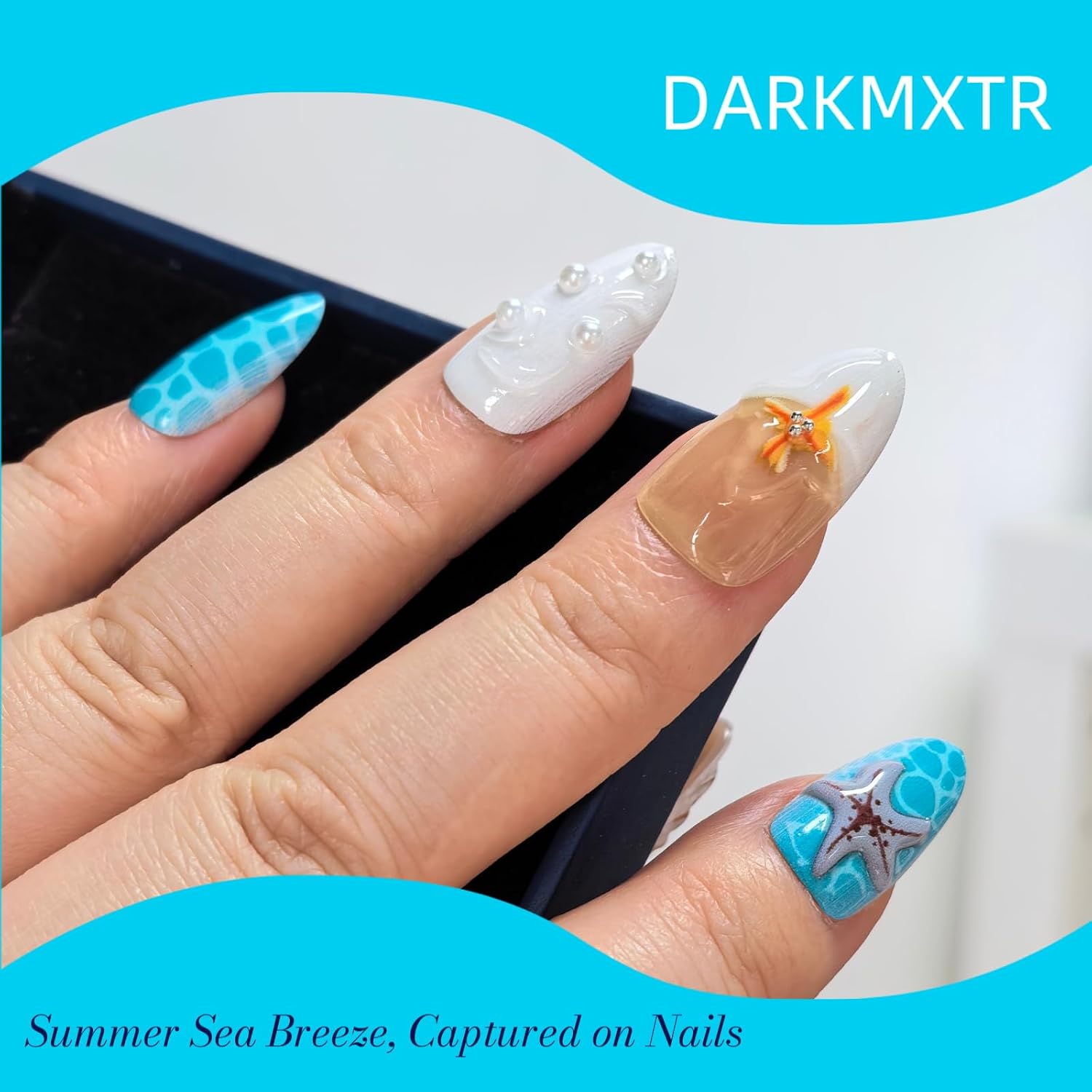 DARKMXTR 3D Beach Press On Nails