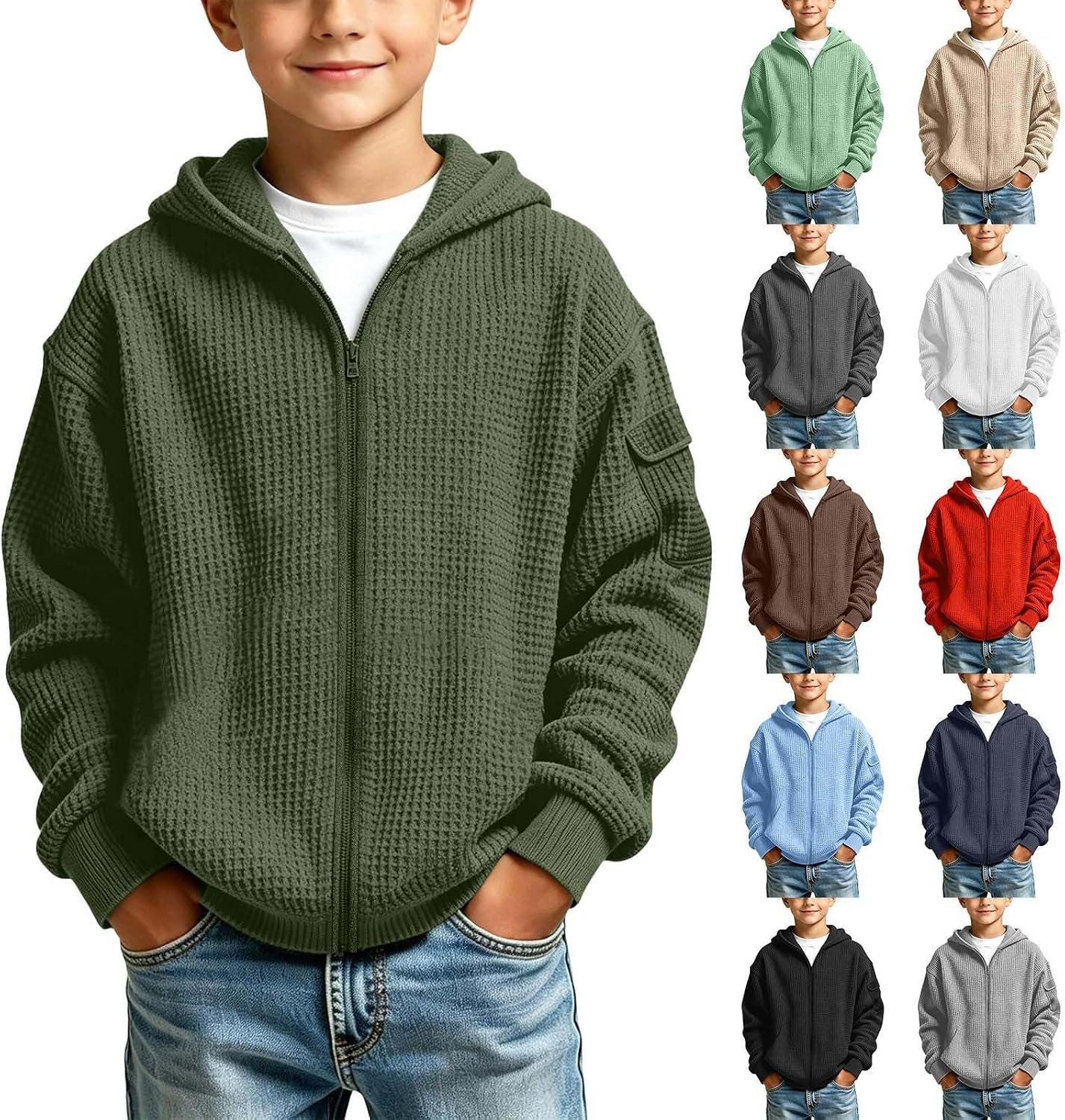 YMADREIG Boys Zip Up Hoodies