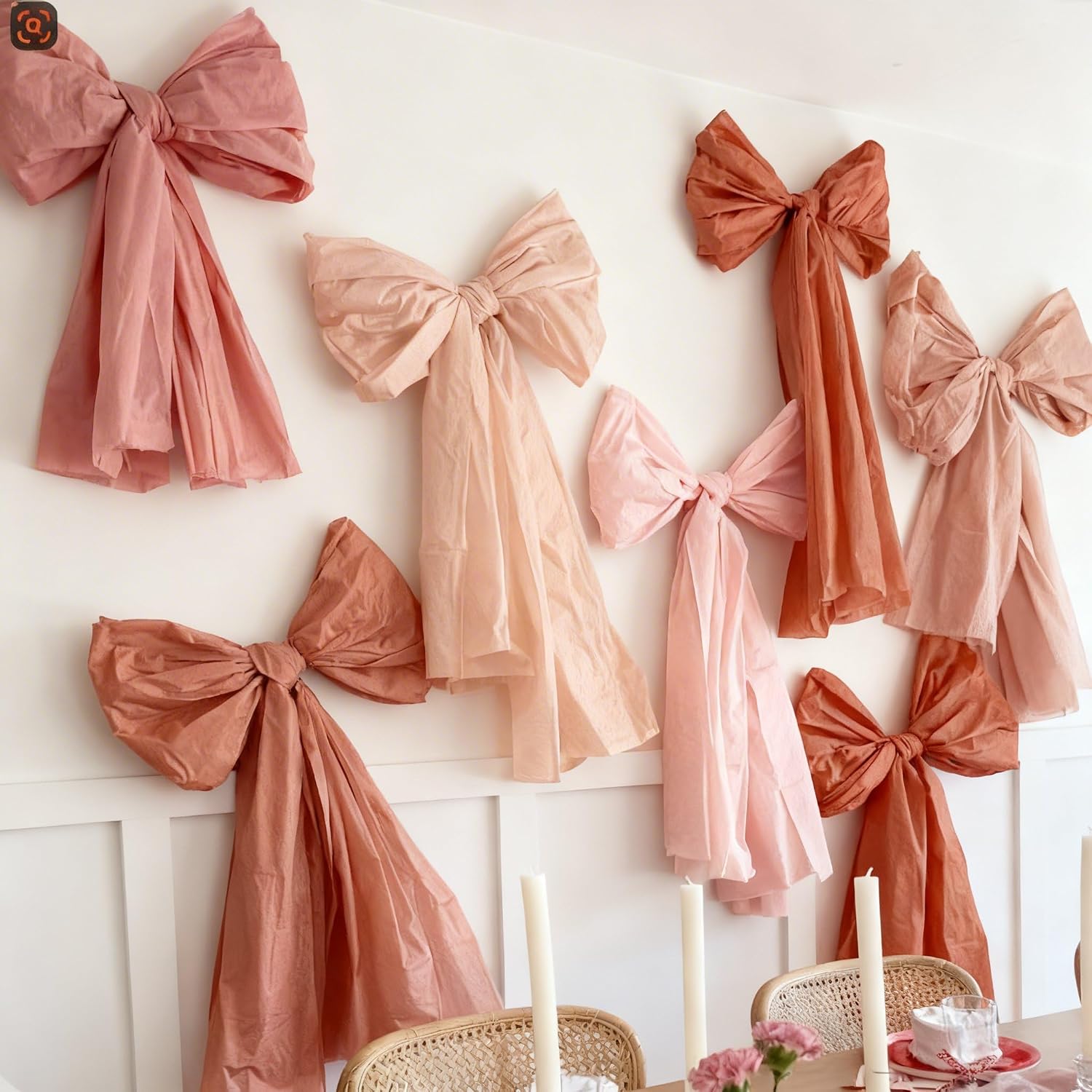 12 Pcs Giant Bow Decorations 54x108in Oversized Ribbon Wall Backdrop Kit for Wedding Bridal Shower Baby Shower Birthday Party Coquette Room Aesthetic Hanging Decor