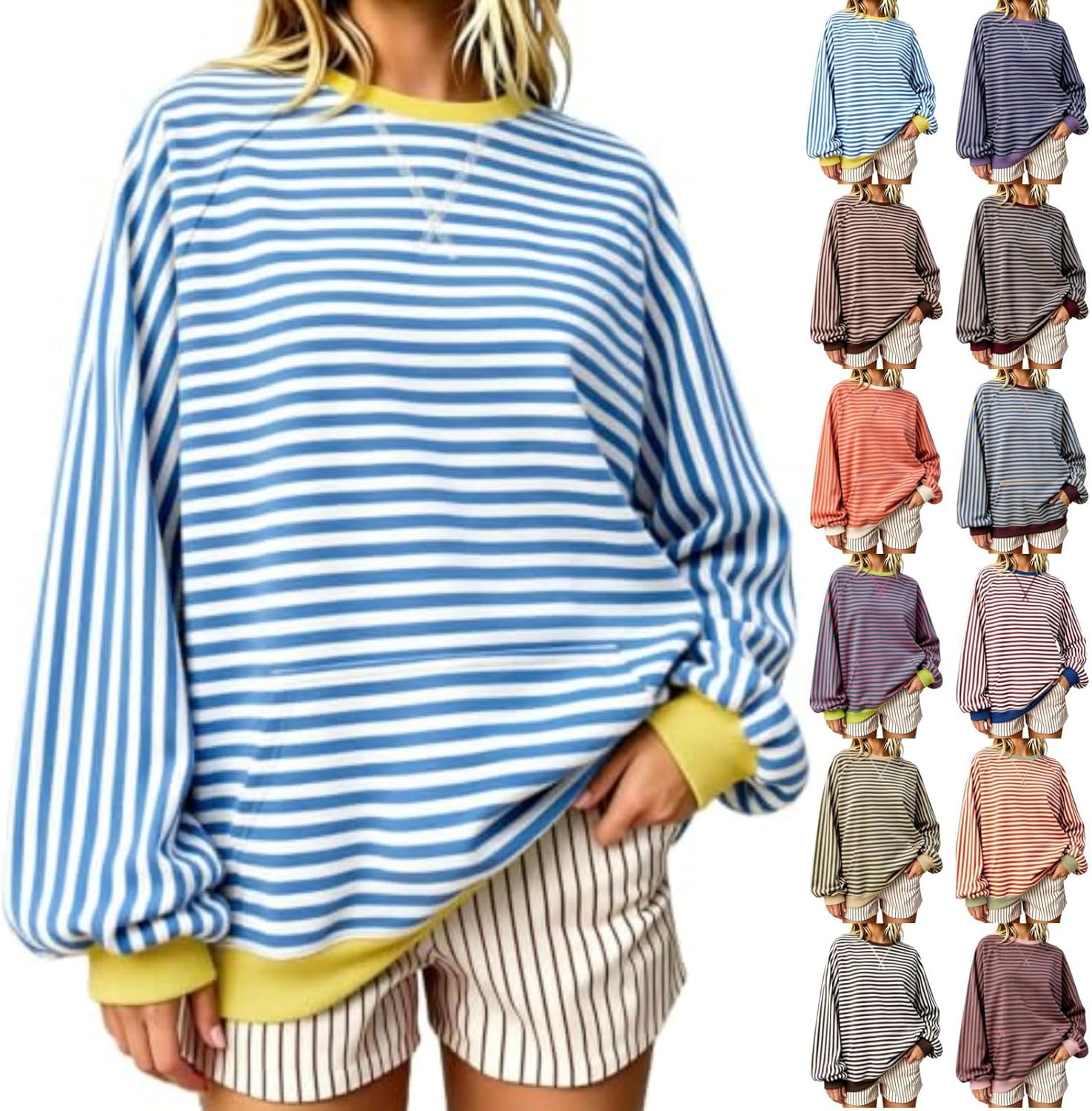 Striped Oversized Sweatshirts