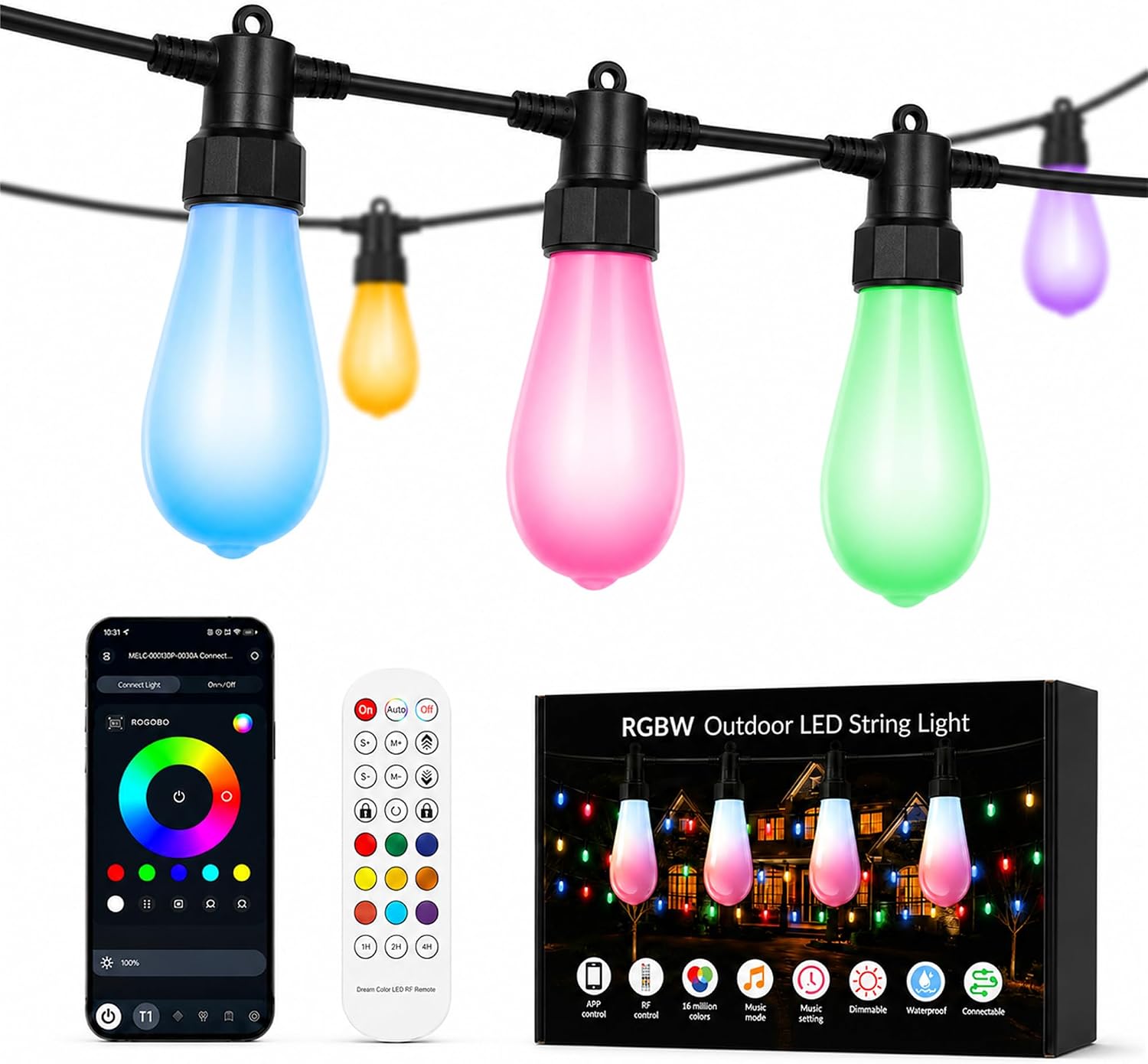 Outdoor String Lights (100FT, 40 Bulbs
