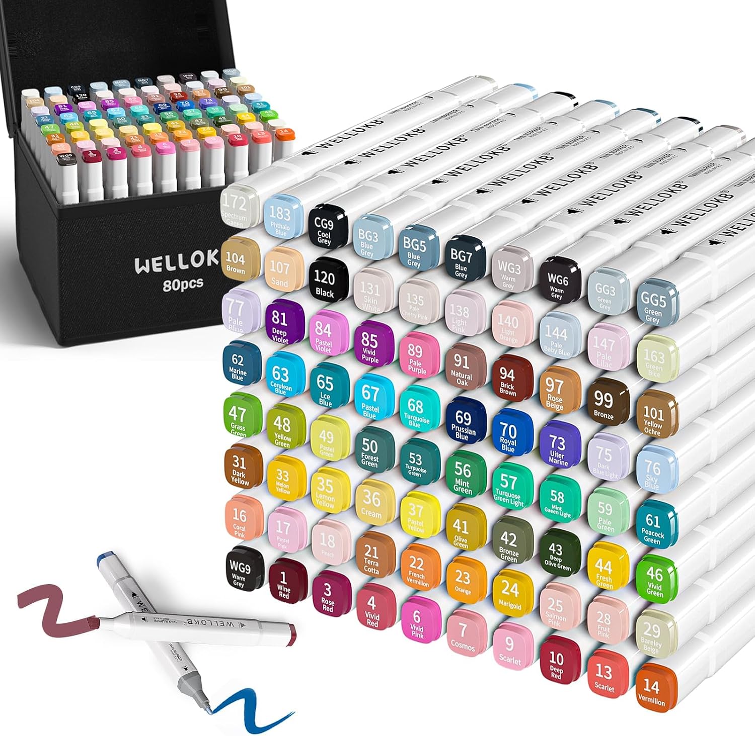 WELLOKB 80 Color Alcohol Markers