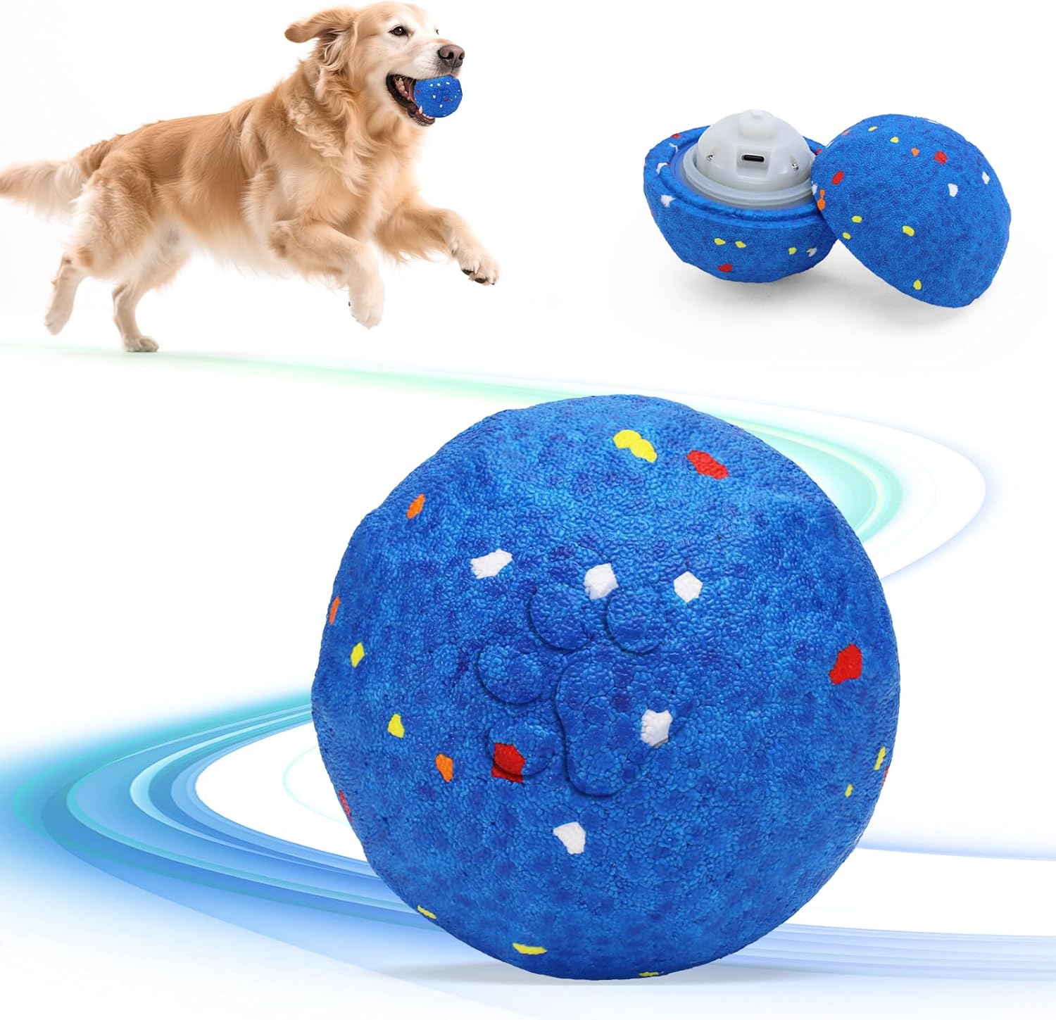 Automatic Interactive Dog Toys Ball, USB-C Rechargeable, Blue