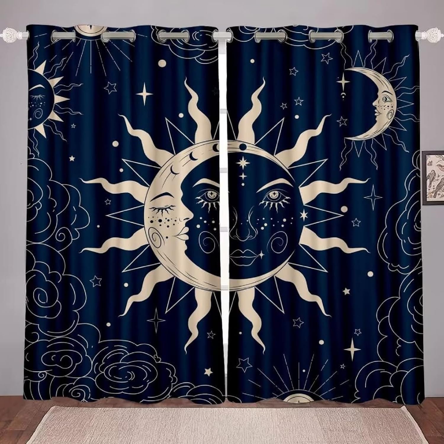 Navy Blue Celestial Blackout Curtains