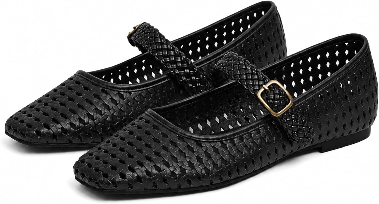 Sovanyou Woven Leather Ballet Flats
