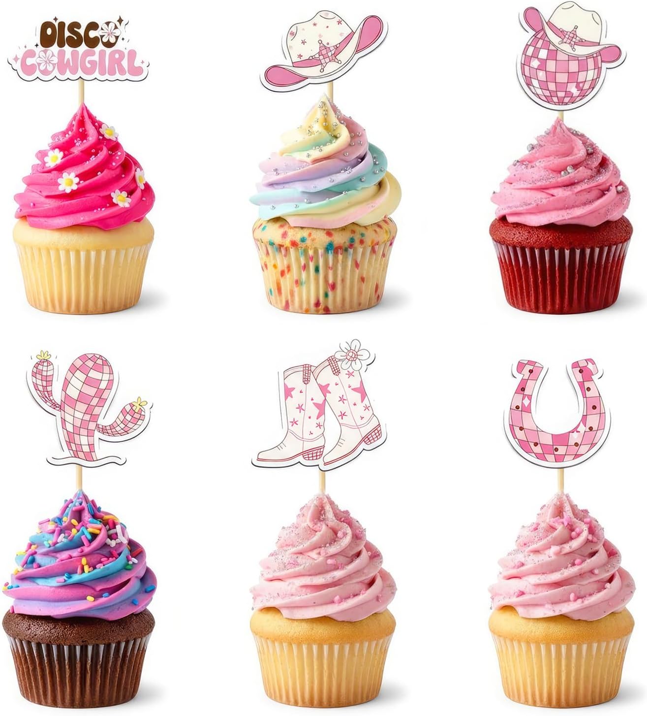 Disco Cowgirl Cupcake Toppers