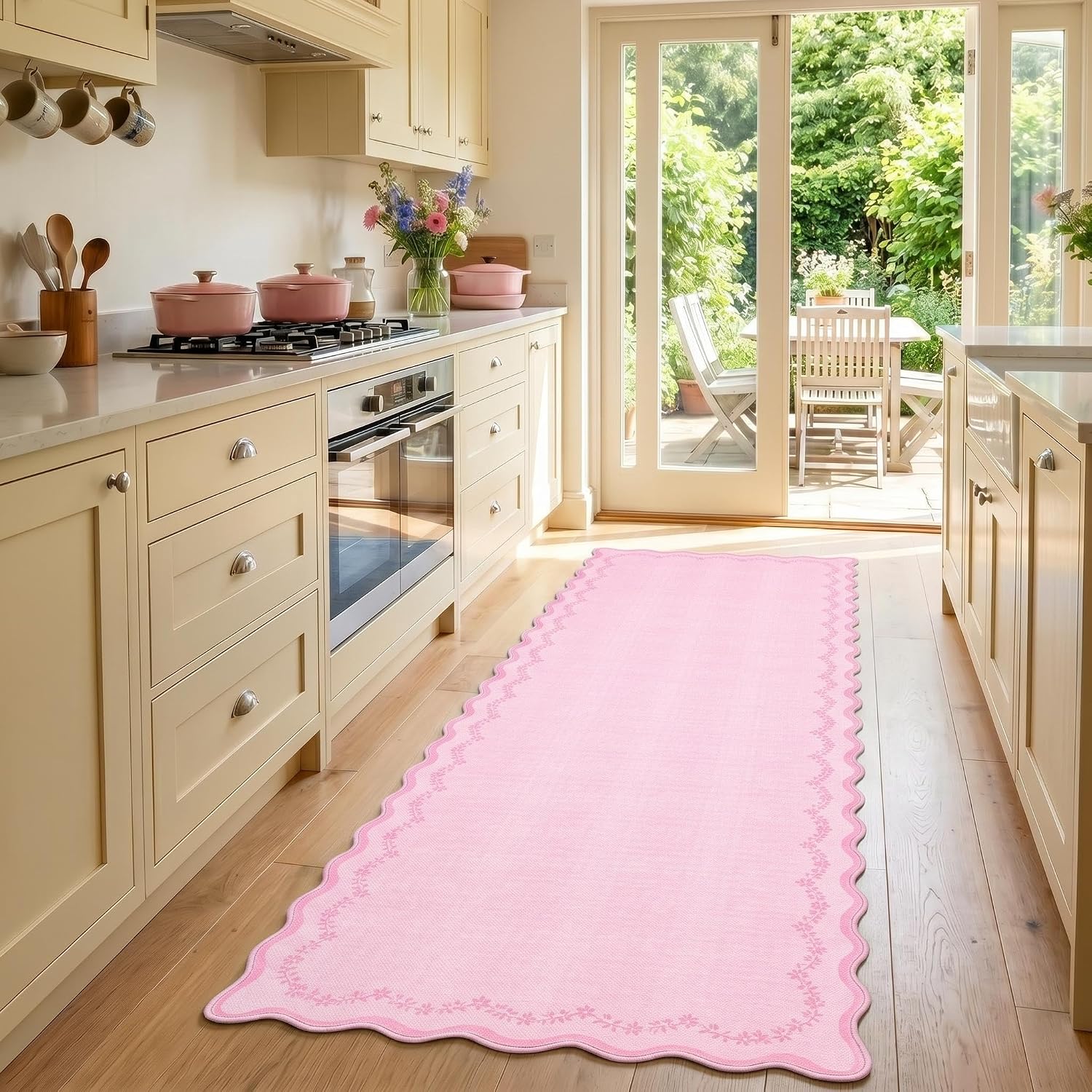 GarveeHome 2x6 Scalloped Washable Runner Rug Non Slip Hallway Kitchen Rug