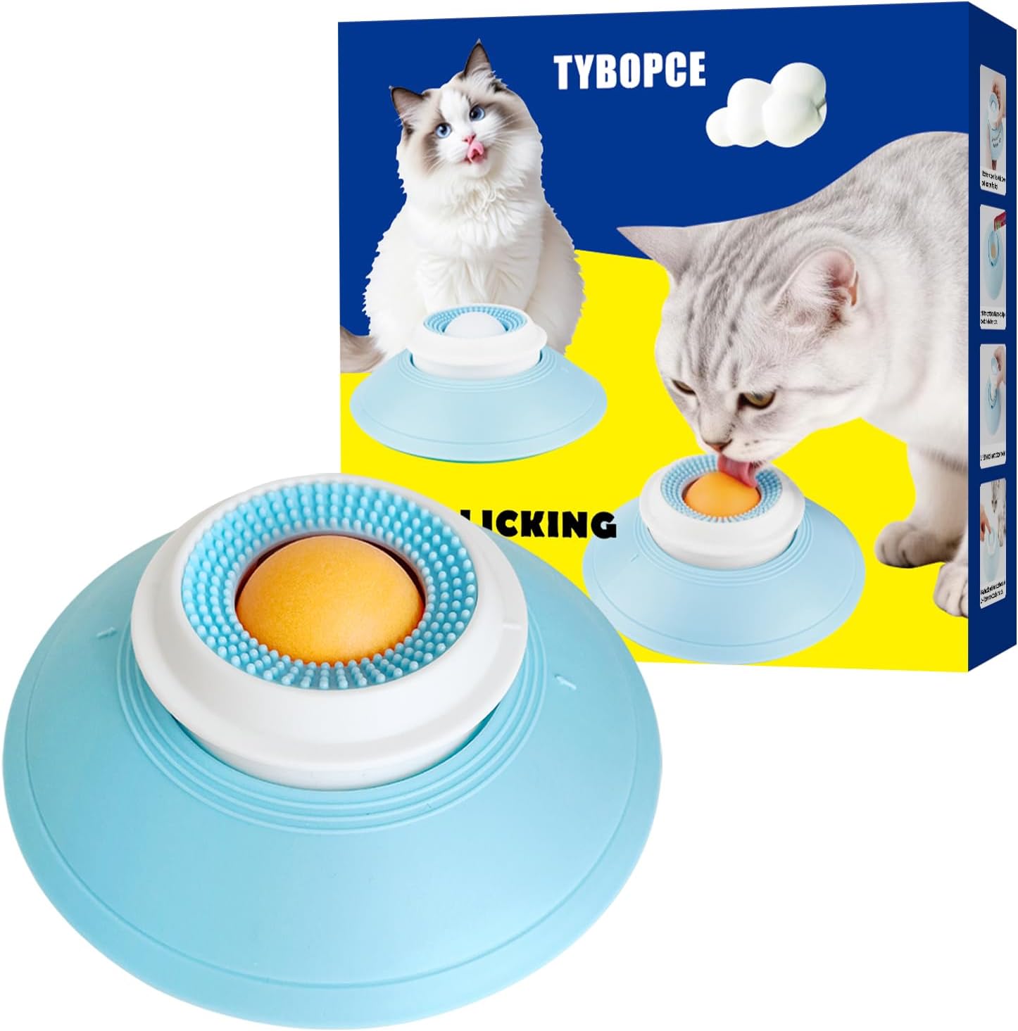 Slow Feeder cat Bowl, Interactive Licking Bowl for Wet & Liquid Food, Cat Puzzle Feeder, Non-Slip Cat Food Bowl for Slow Eating, Anxiety Relief Cat Slow Feeder Bowl (Yellow Ball)