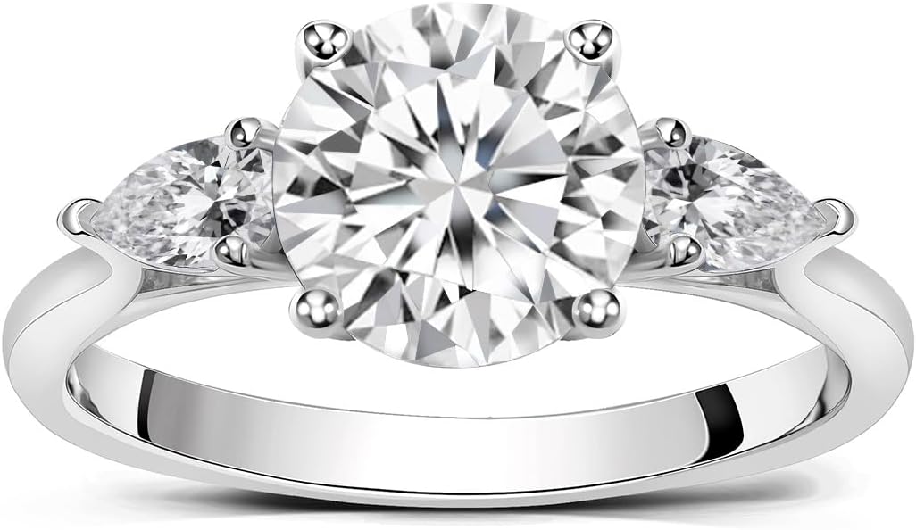 FWM Moissanite Three Stone Engagement Rings