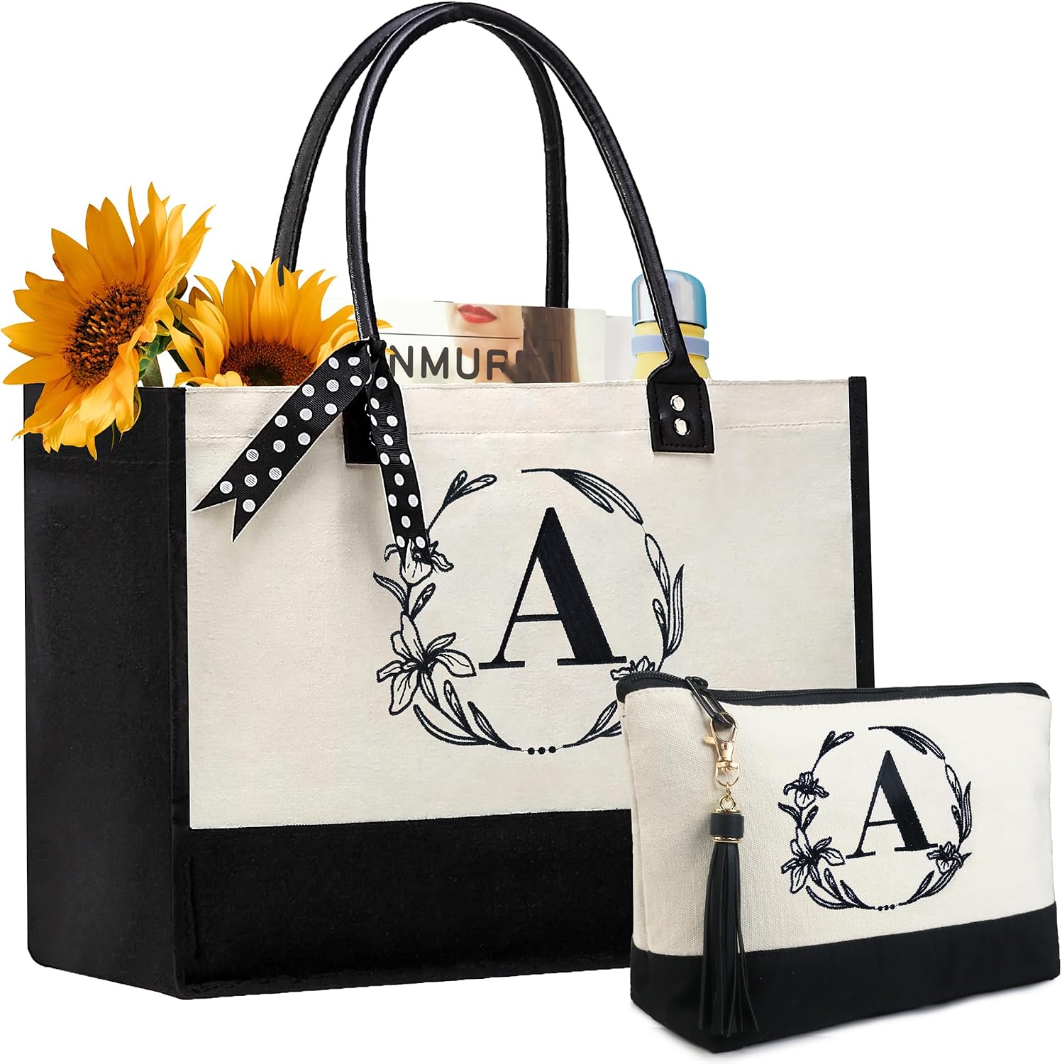 BeeGreen Initial Canvas Tote Bags