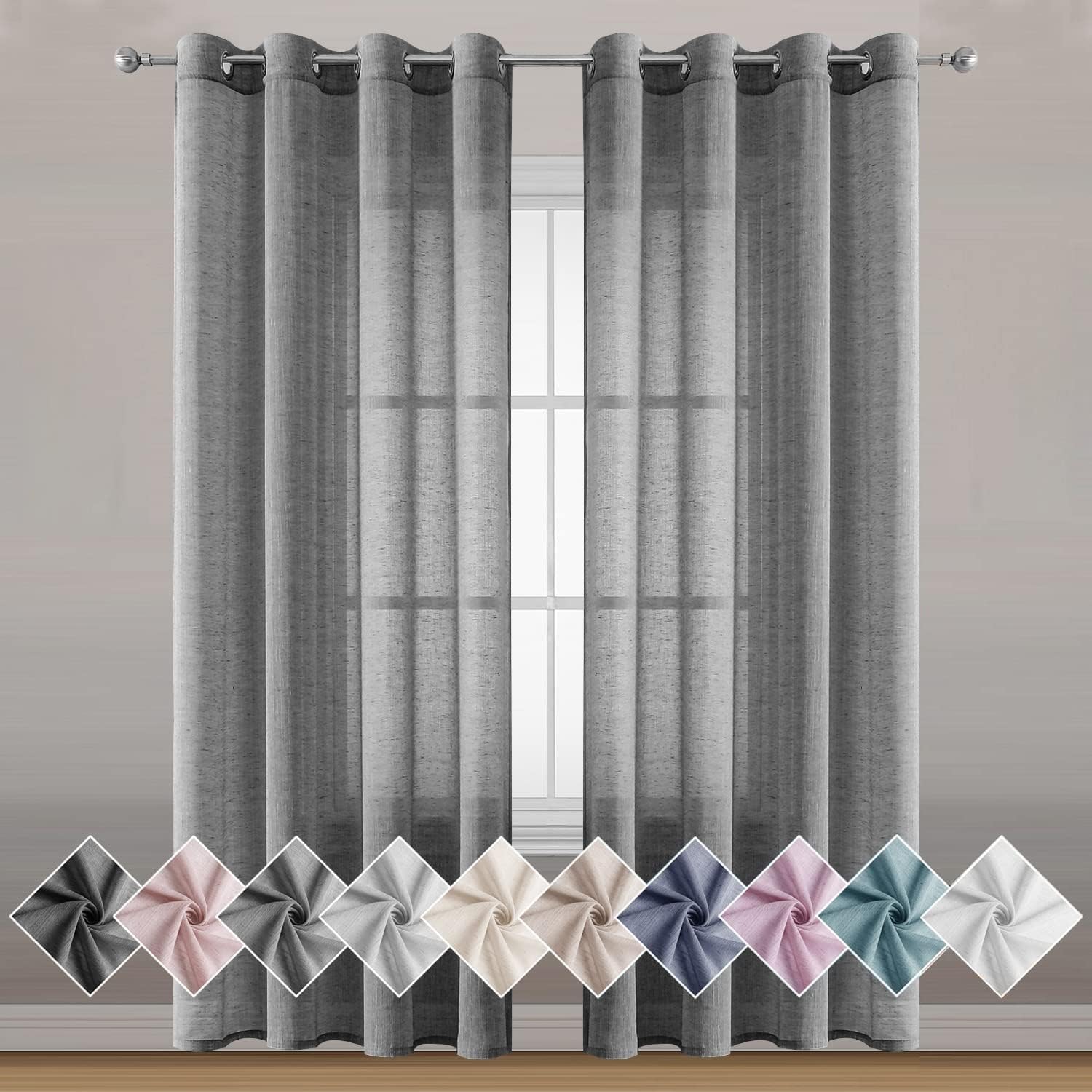Miss SELETEX Linen Voile Curtains (Dark Grey