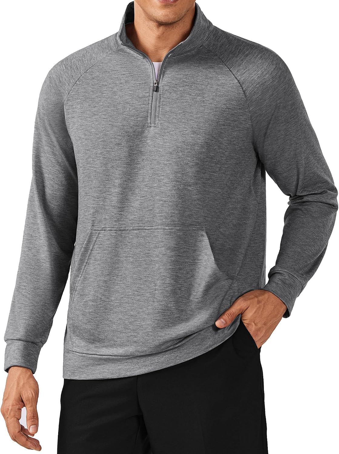 PINSPARK Men's Quarter Zip Pullover Lightweight Long Sleeve Sweatshirts
