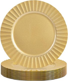 PR!CE DROP ( ) Gold Charger Plates Set of 12, Plastic Chargers with Fluted Rim