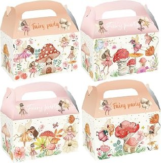 PR!CE DROP ( ) CIEOVO 24 Pack Fairy Party Cardboard Treat Box Cute Fairy Birthday Party Favor Boxes Goody Treat Boxes for Floral Fairies Theme Birthday Baby Shower Supplies