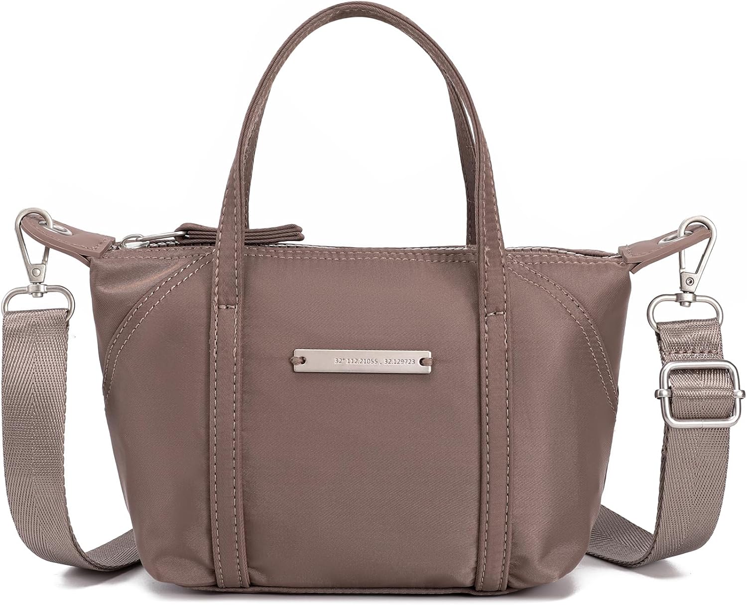 Mini Nylon Crossbody Bag for Women Small Top Handle Purse with Shoulder Strap Lightweight Travel Handbag for Phone&Keys(Coffee)