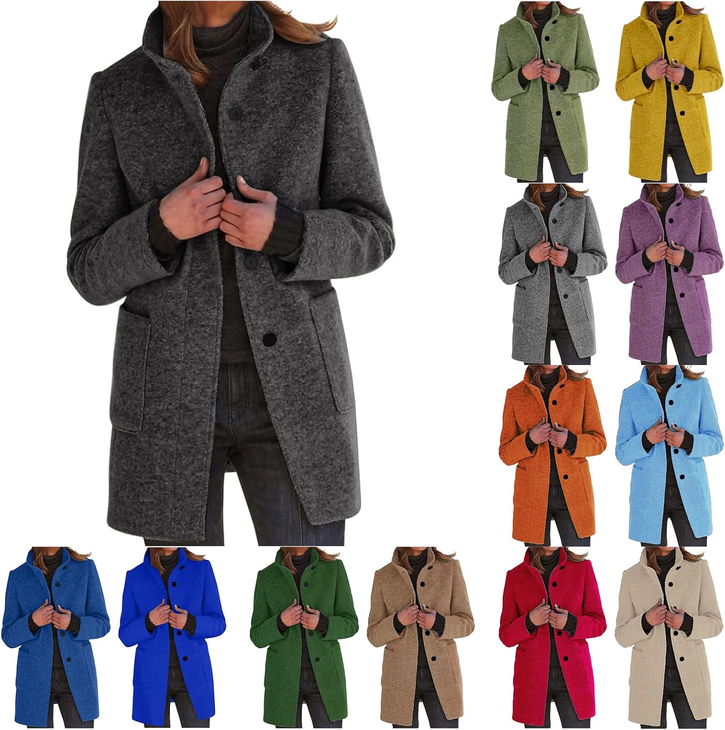 ZWRXW Wool Blend Pea Coats