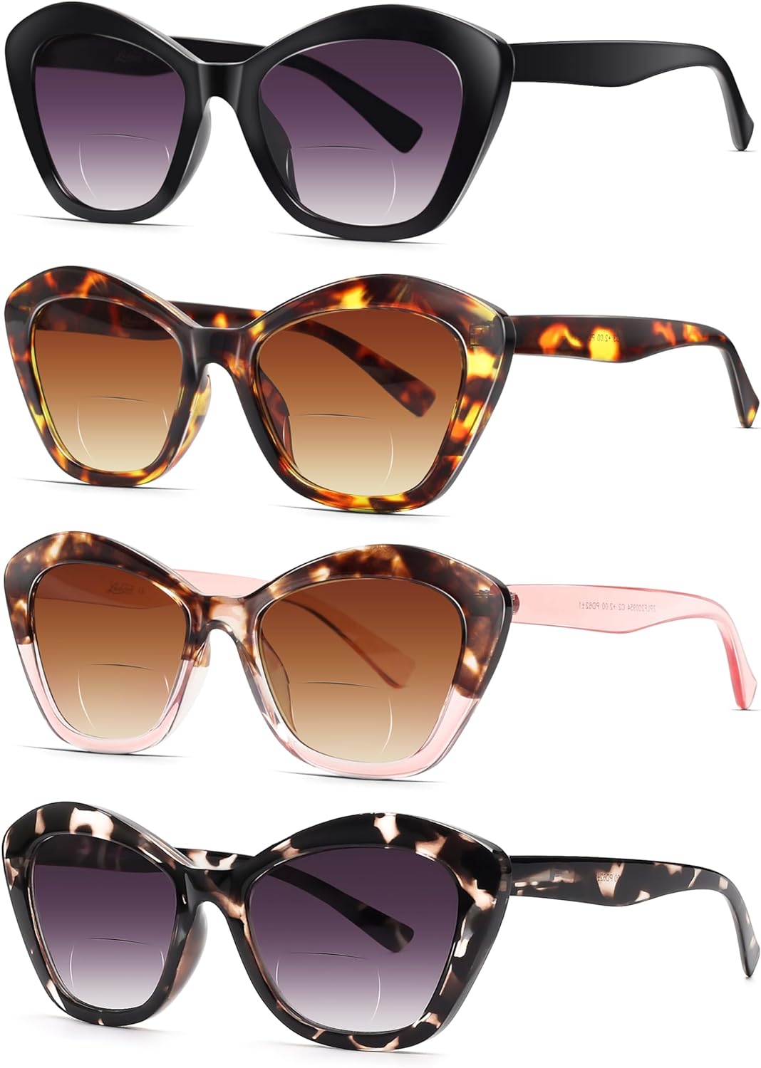 LADEESSE 3 Pack Reading Sunglasses for Women Fashion Cateye Sun Readers Outdoor Reading Glasses UV400