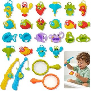PR!CE DROP ( ) 26PCS Toddler Bath Fishing Toys, Hook Design,No Magnets, No Choking Hazard, Mold Free Water Toys for Bathtub Pool Water Table, Suitable for Kids Ages 18+ Months